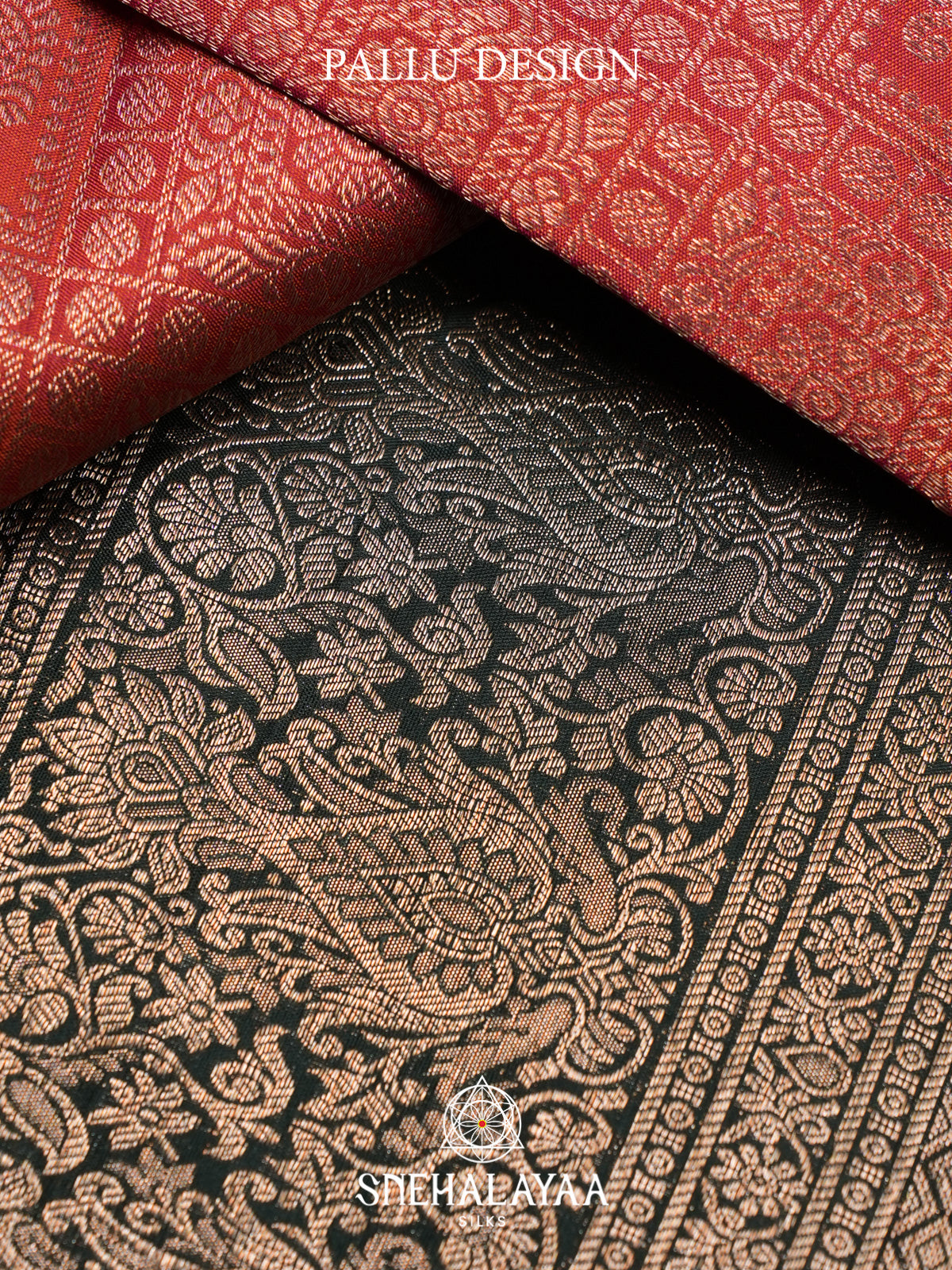 Coral Red Kanjivaram Silk Saree