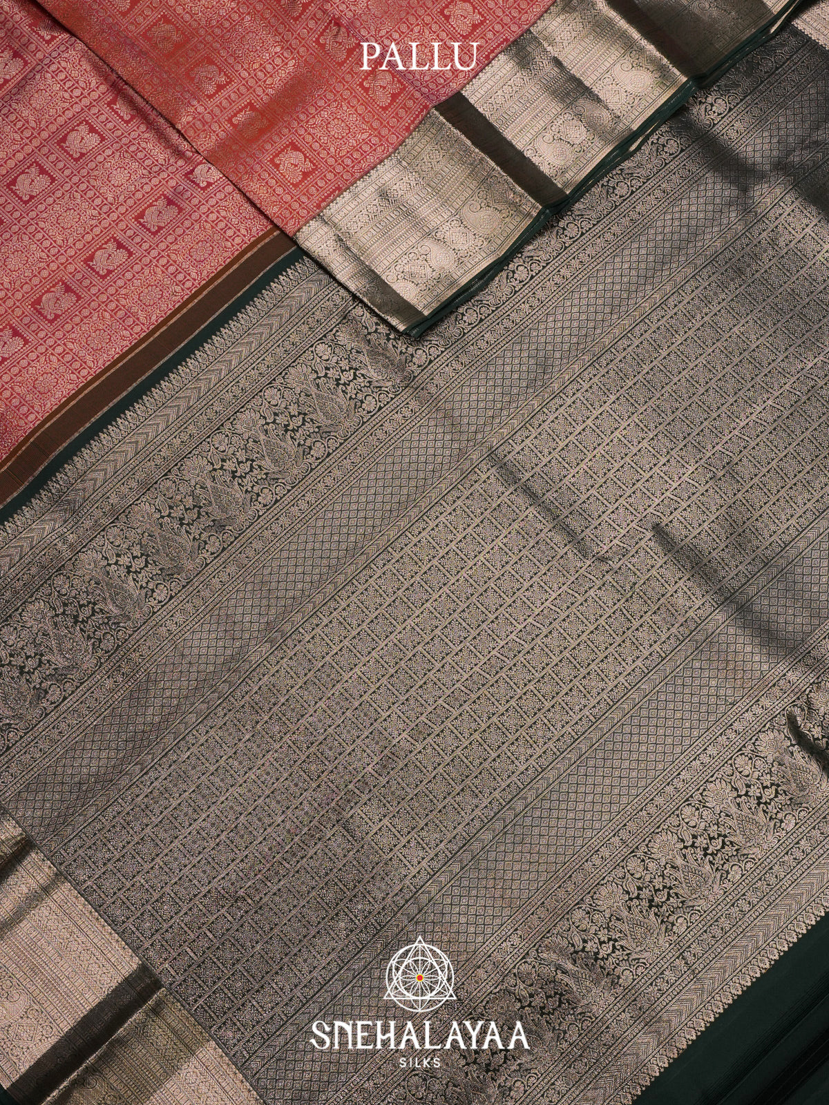 Coral Red Kanjivaram Silk Saree