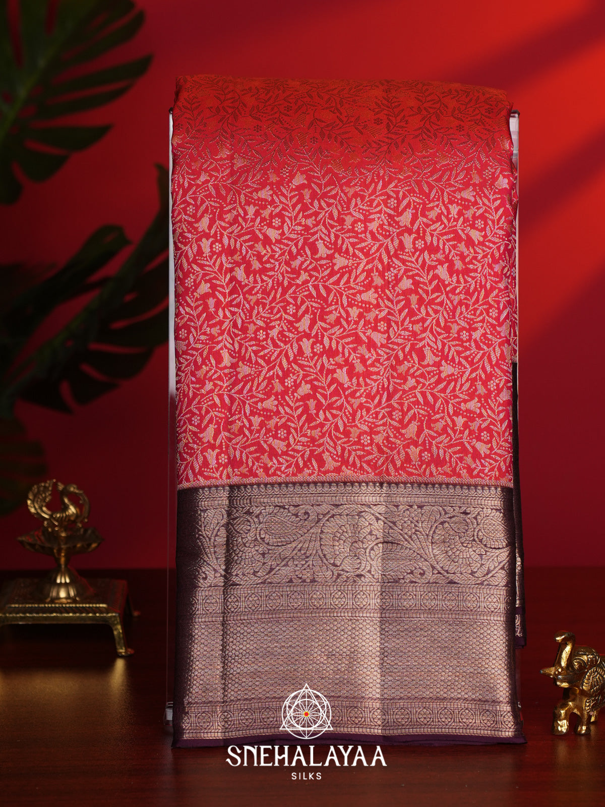 Ruby Red Kanjivaram Silk Saree