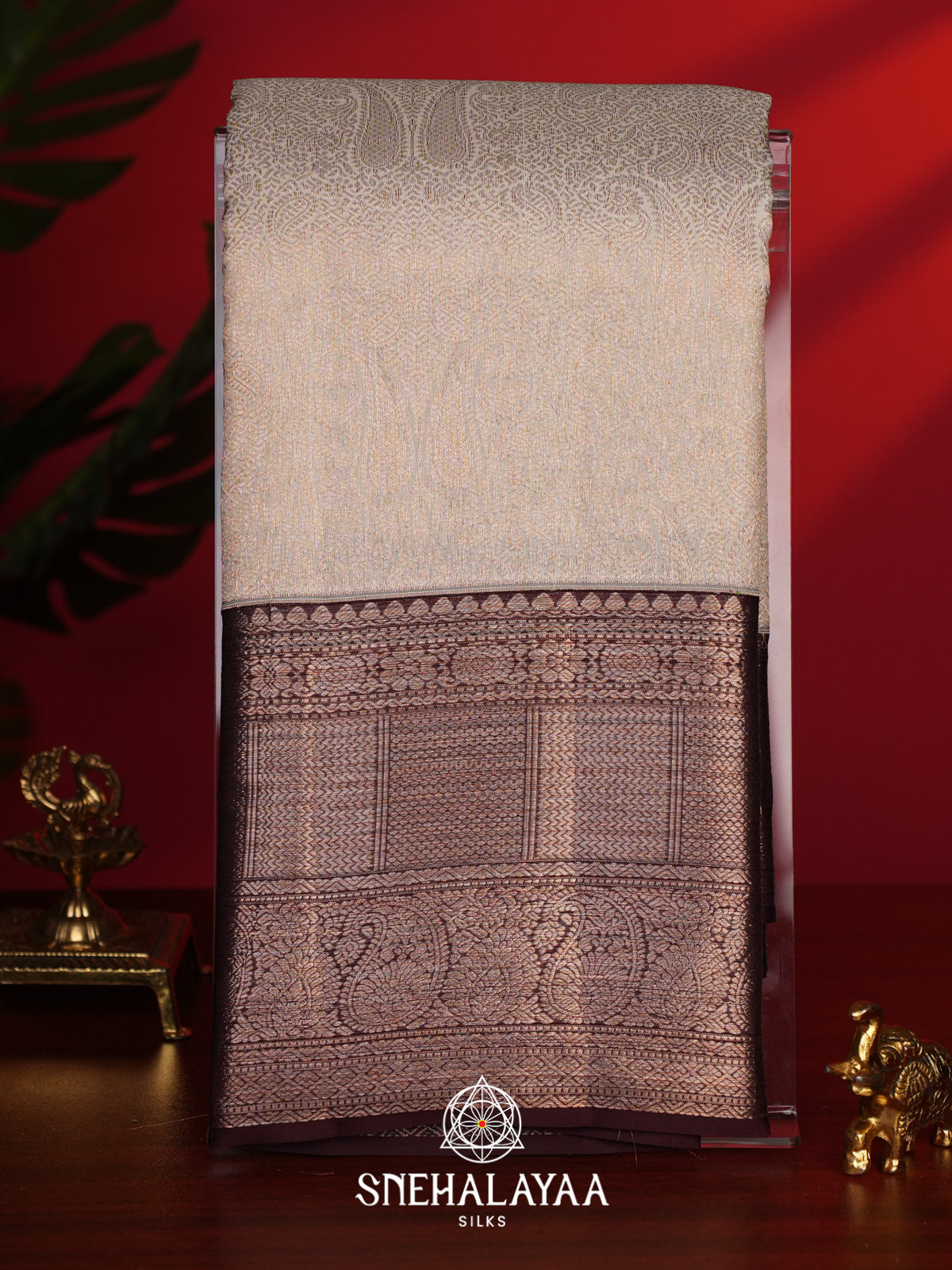 Cream Kanjivaram Silk Saree