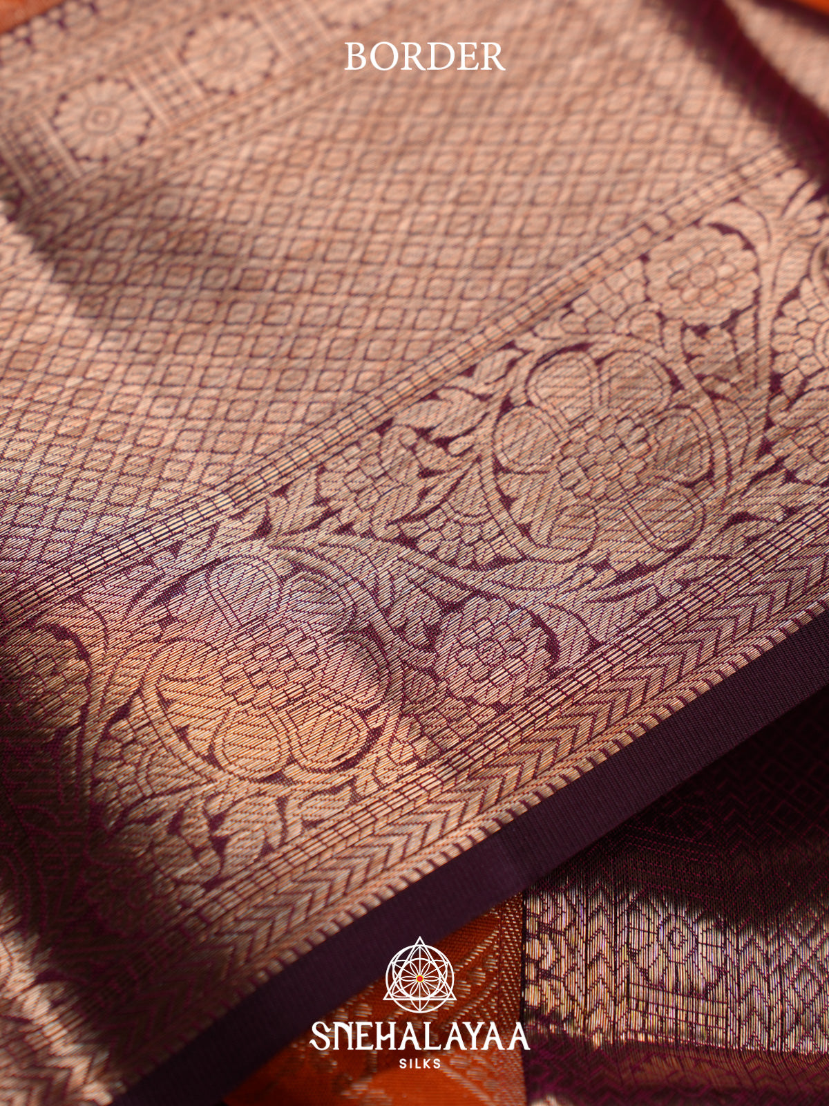 Orange Kanjivaram Silk Saree