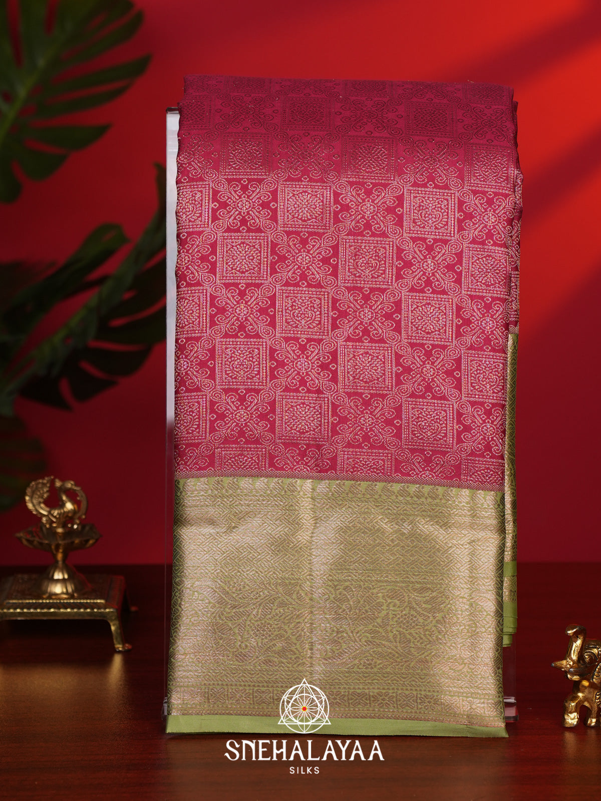 Ruby Red Kanjivaram Silk Saree