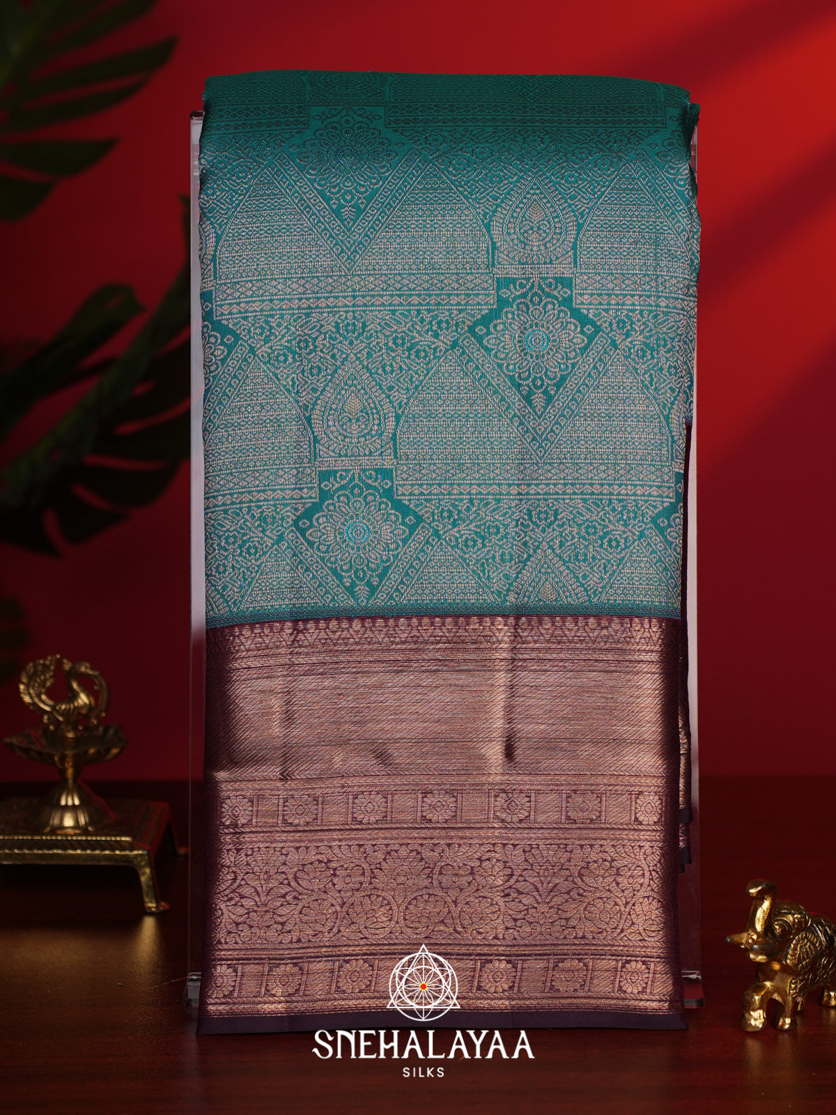 Peacock Blue Kanjivaram Silk Saree