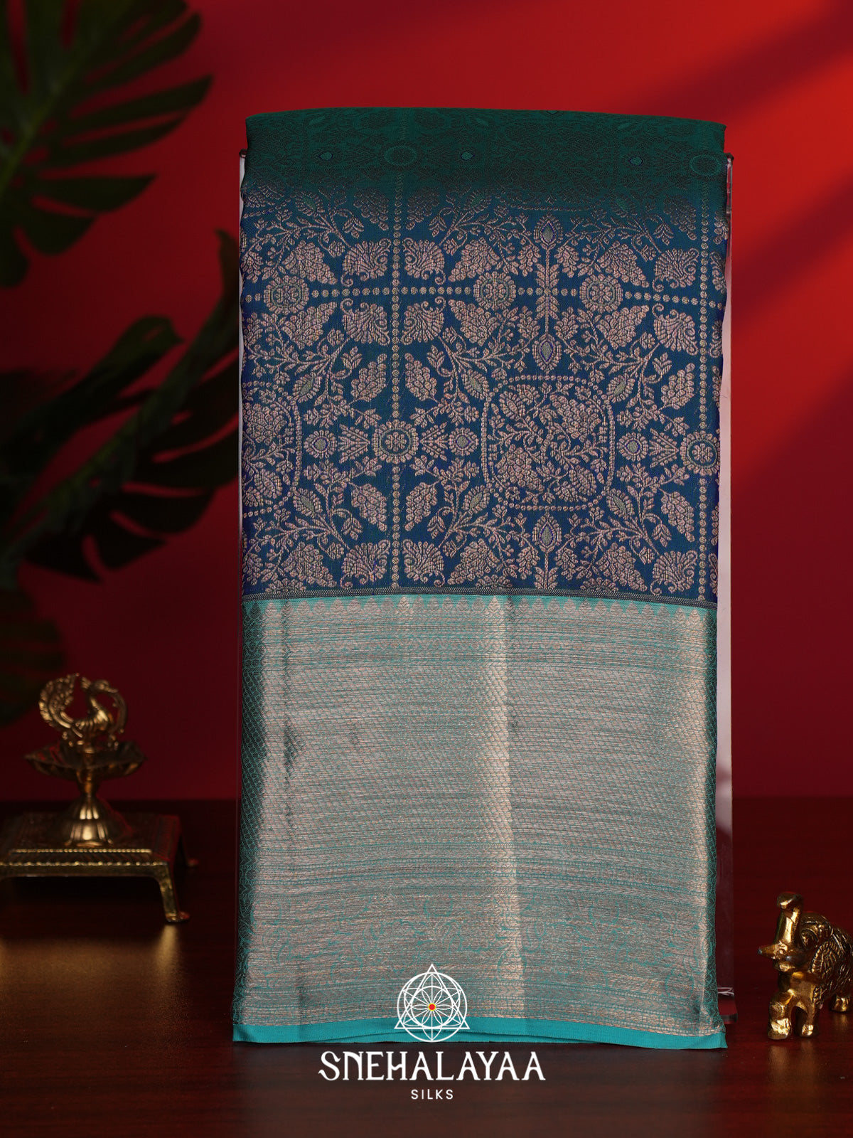 Peacock Blue Kanjivaram Silk Saree