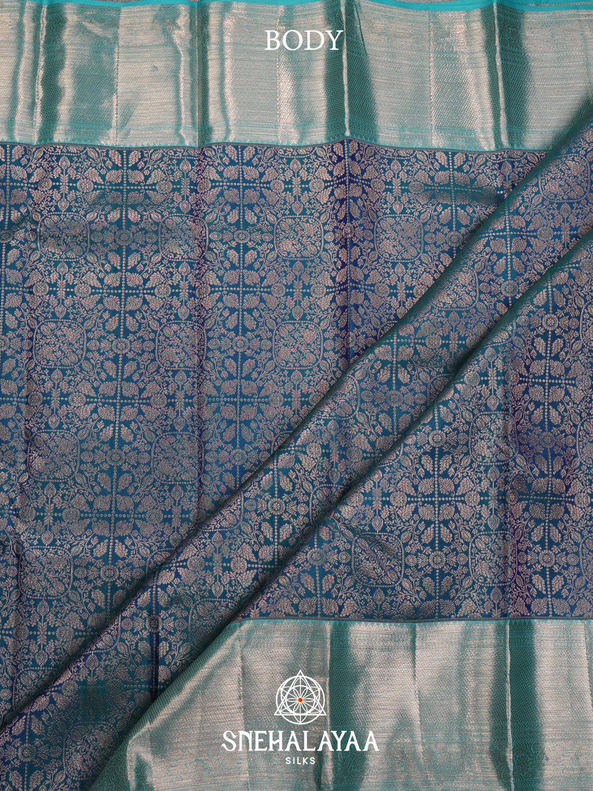 Peacock Blue Kanjivaram Silk Saree