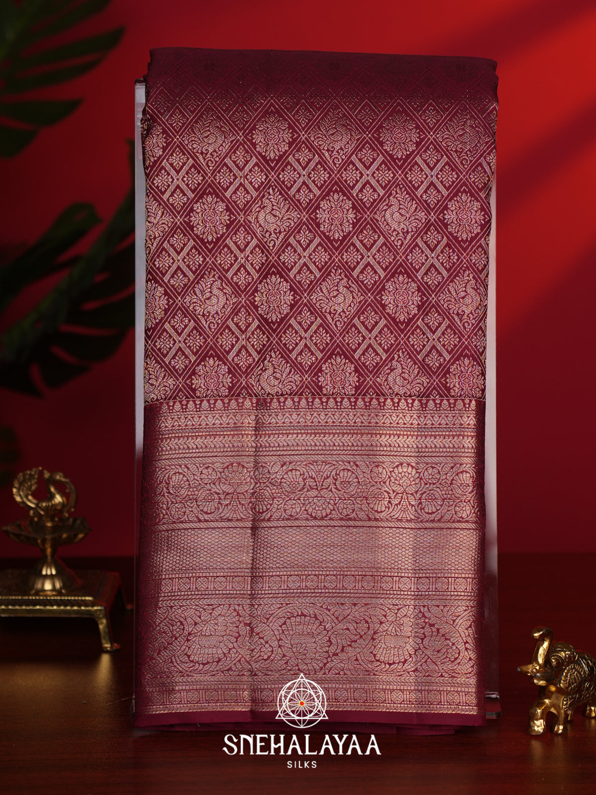 Ruby Red Kanjivaram Silk Saree