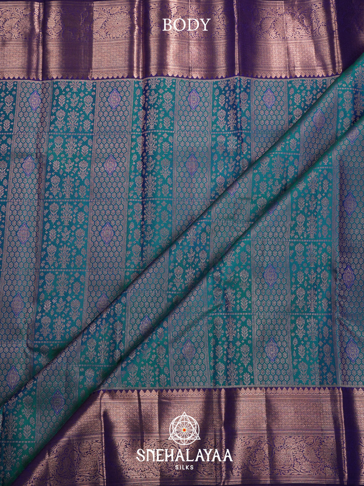 Peacock Blue Kanjivaram Silk Saree