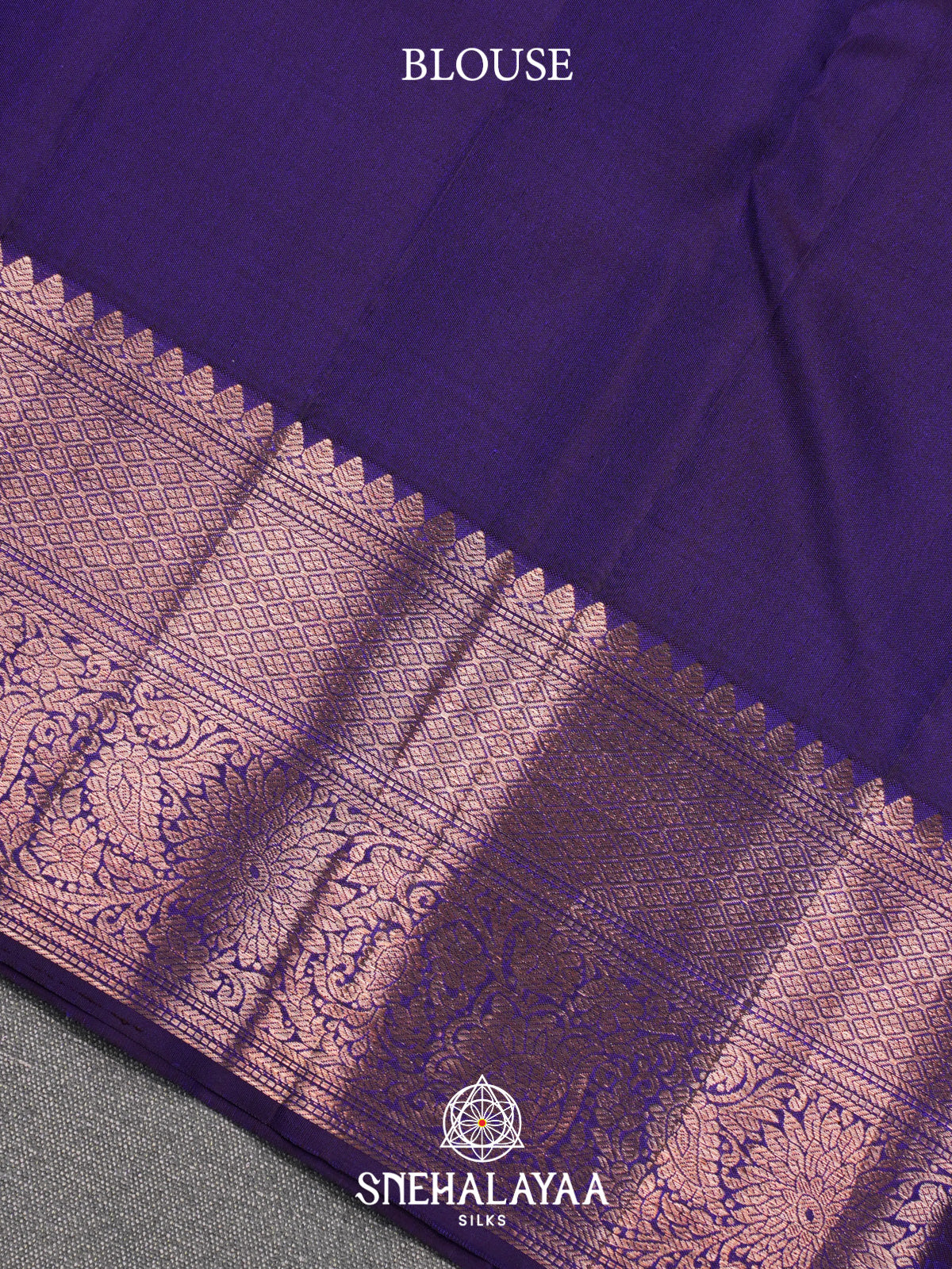 Peacock Blue Kanjivaram Silk Saree
