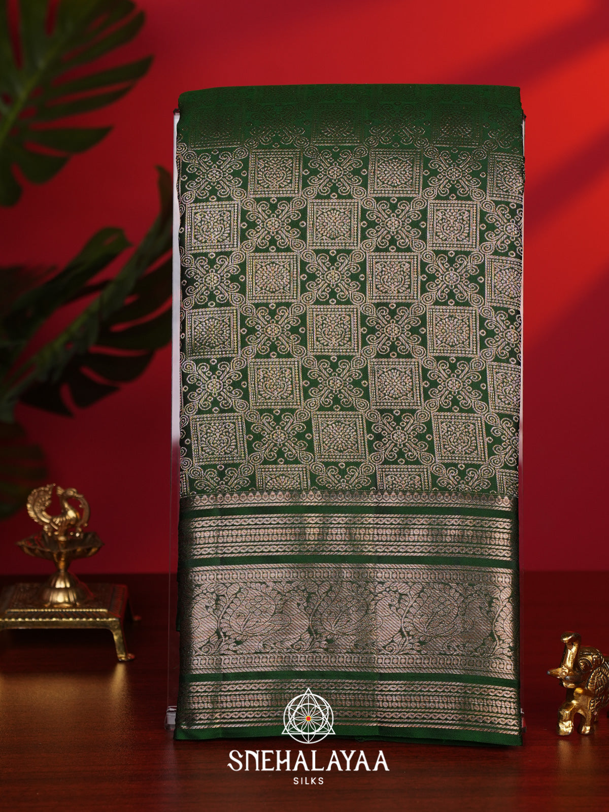Forest Green Kanjivaram Silk Saree