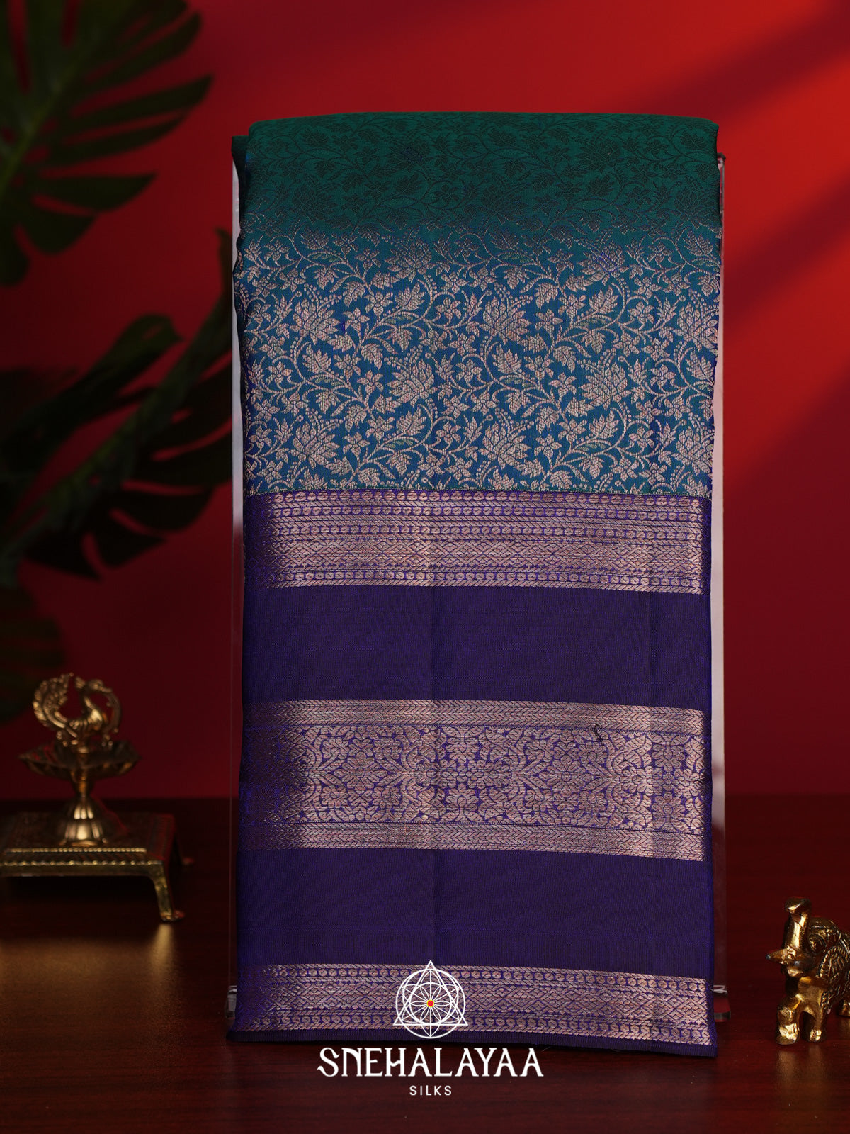 Peacock Blue Kanjivaram Silk Saree