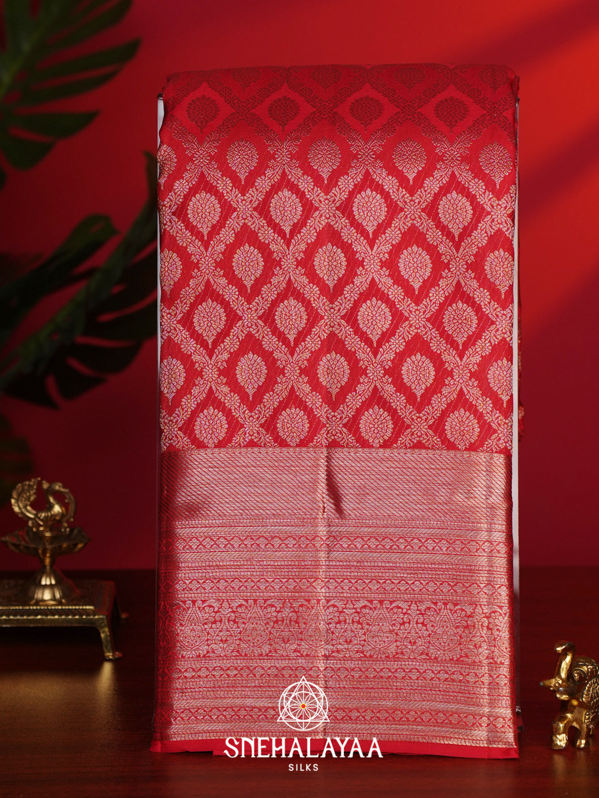 Rust Orange Kanjivaram Silk Saree