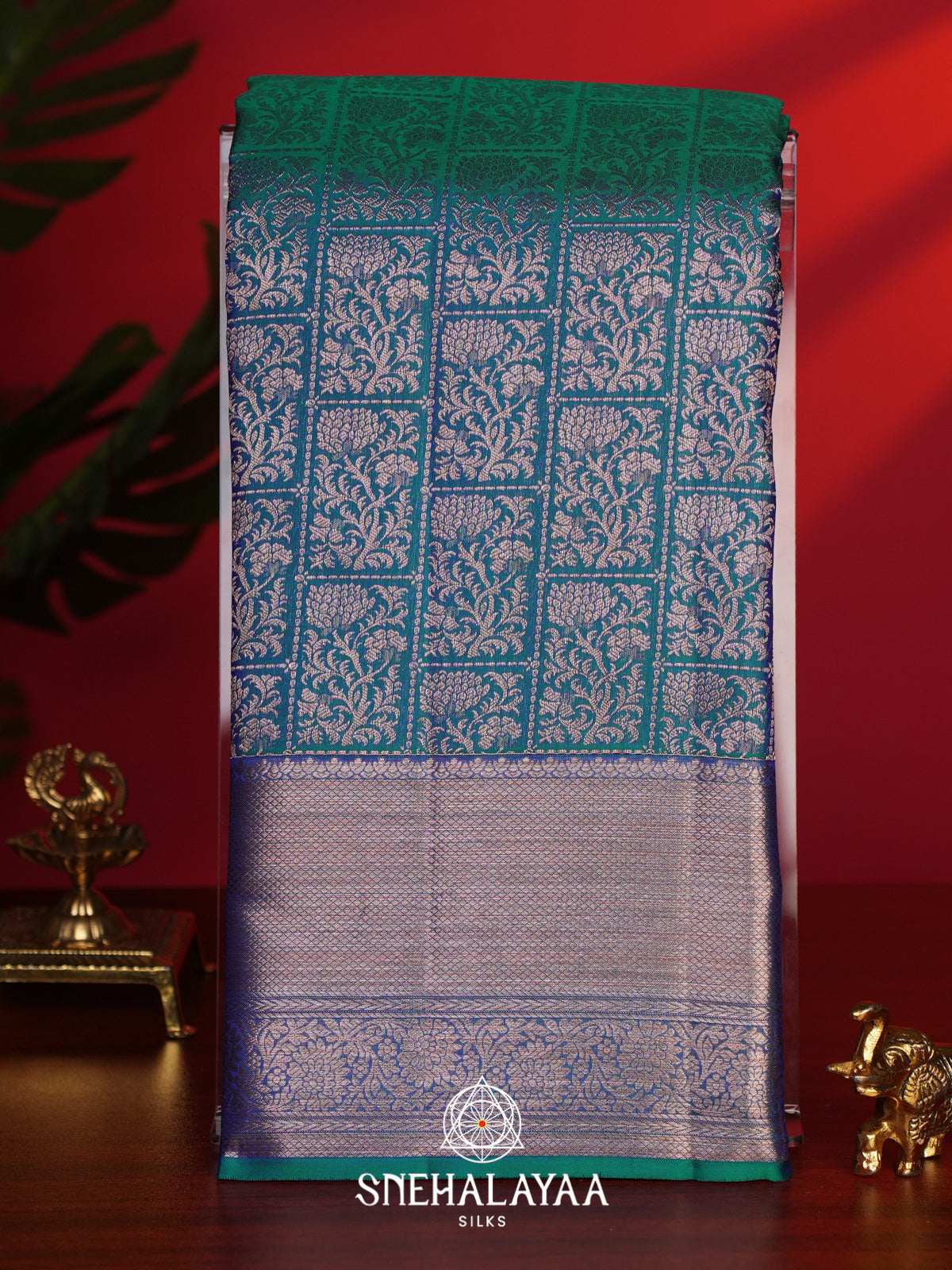 Peacock Blue Kanjivaram Silk Saree