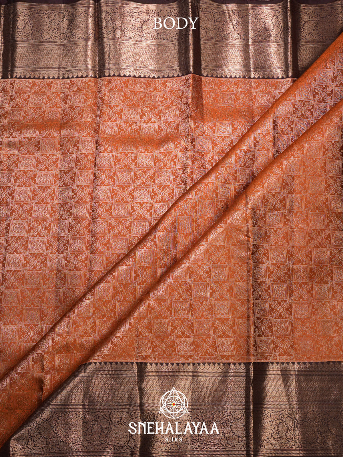 Burnt Orange Kanjivaram Silk Saree