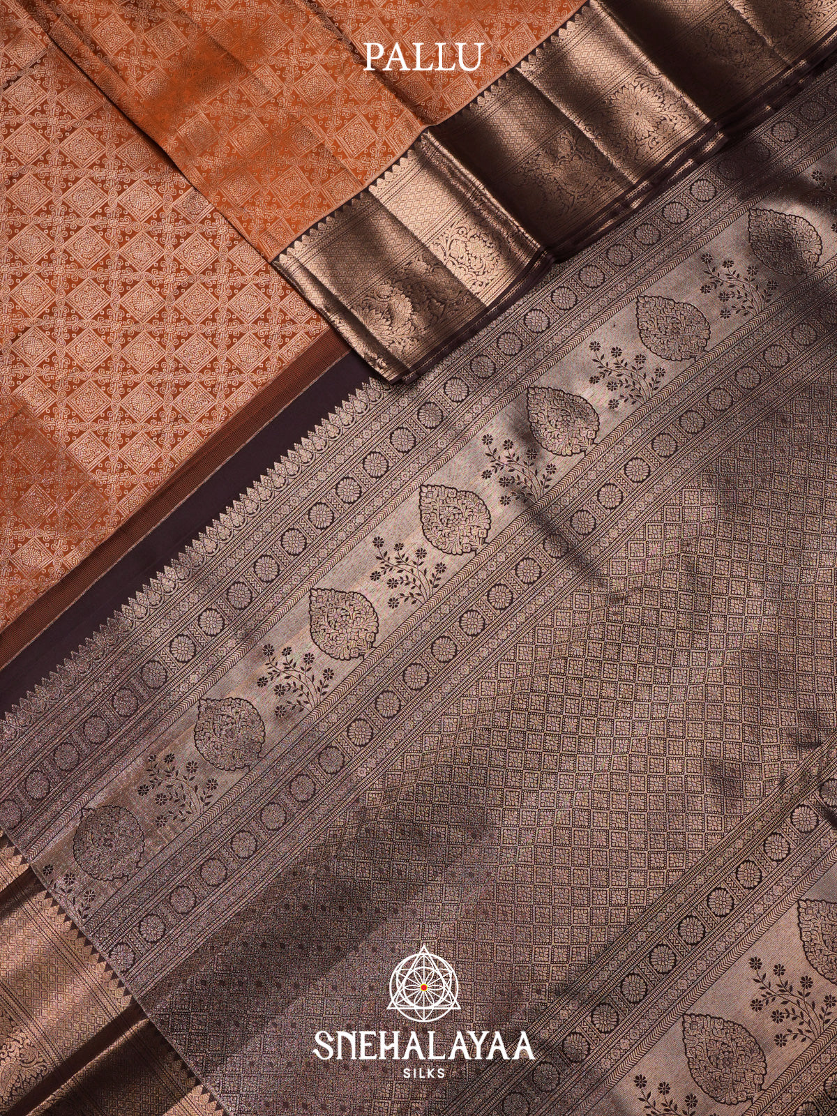 Burnt Orange Kanjivaram Silk Saree