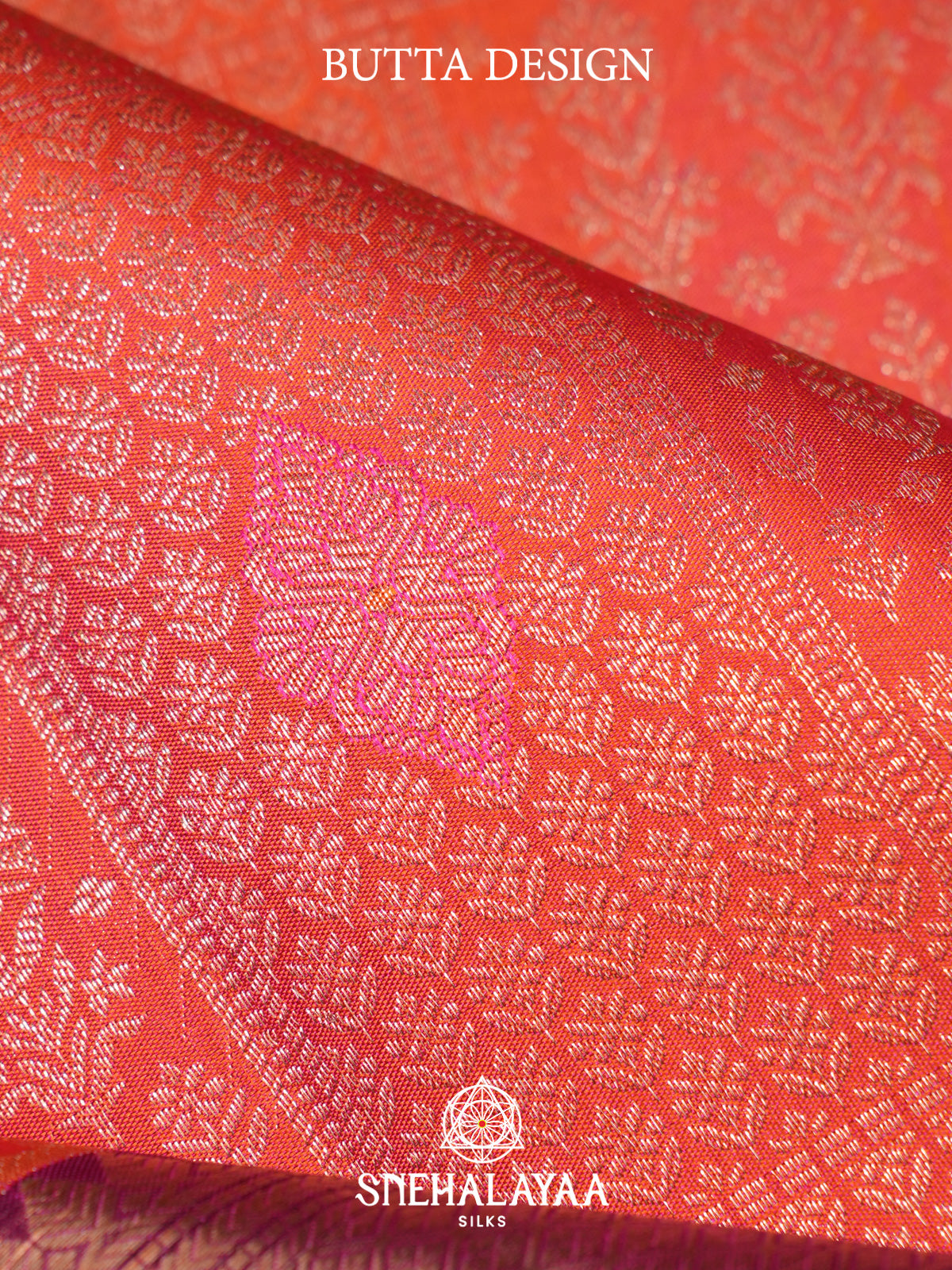 Coral Orange Kanjivaram Silk Saree