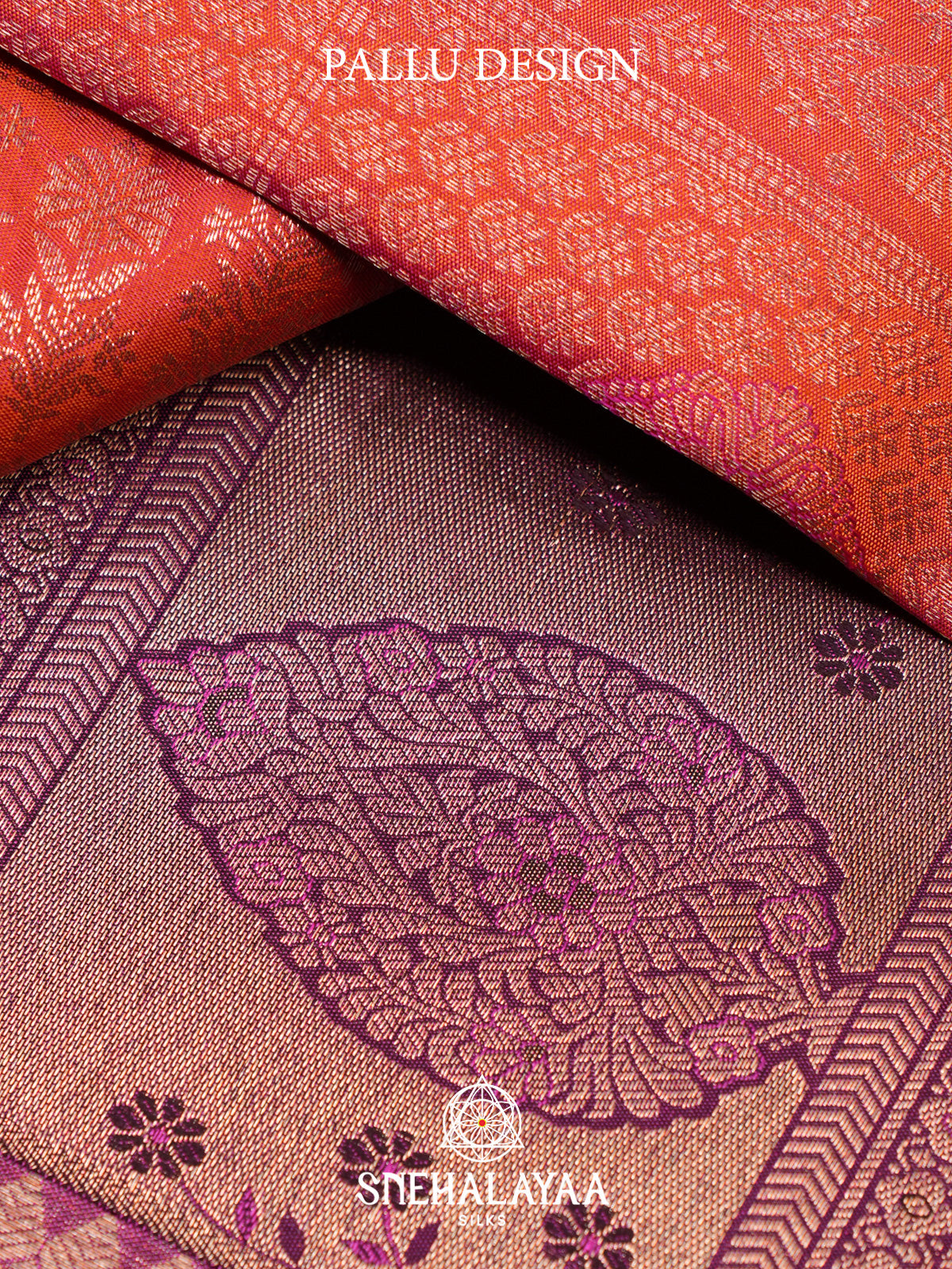 Coral Orange Kanjivaram Silk Saree