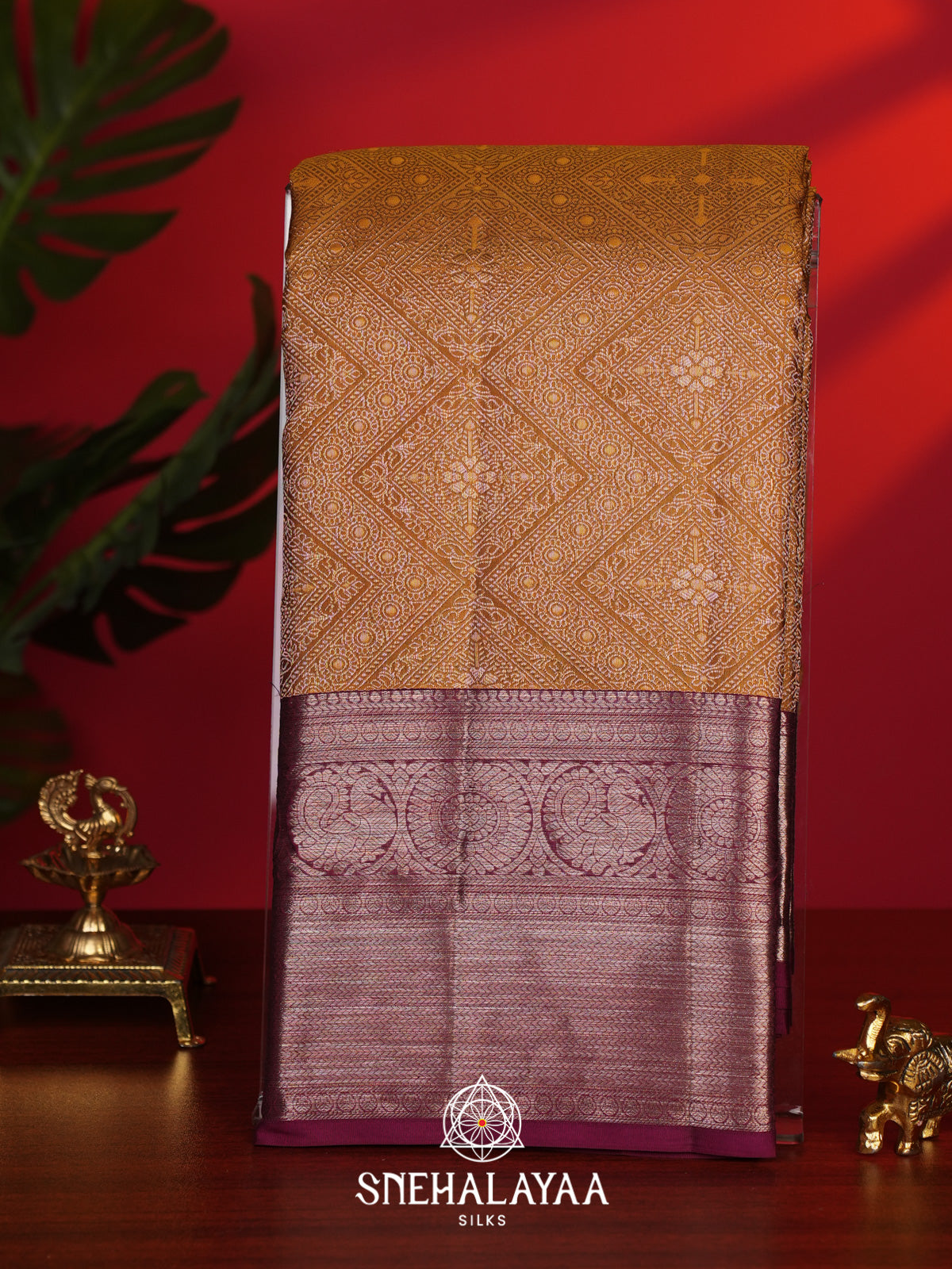 Mustard Yellow Kanjivaram Silk Saree
