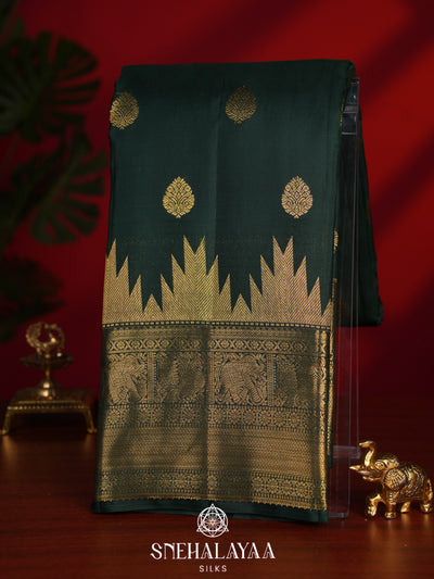 Forest Green Kanjivaram Silk Saree