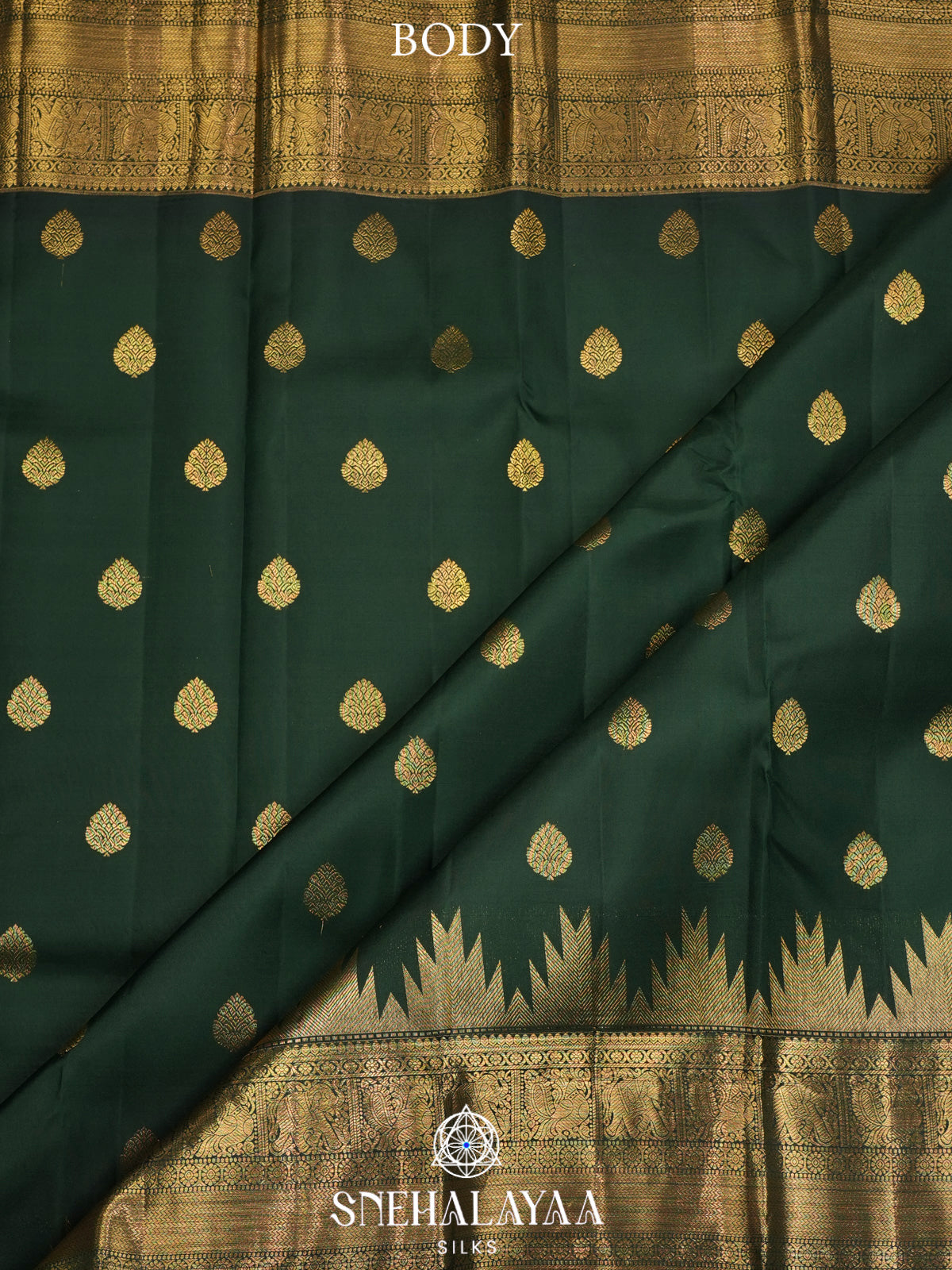 Forest Green Kanjivaram Silk Saree