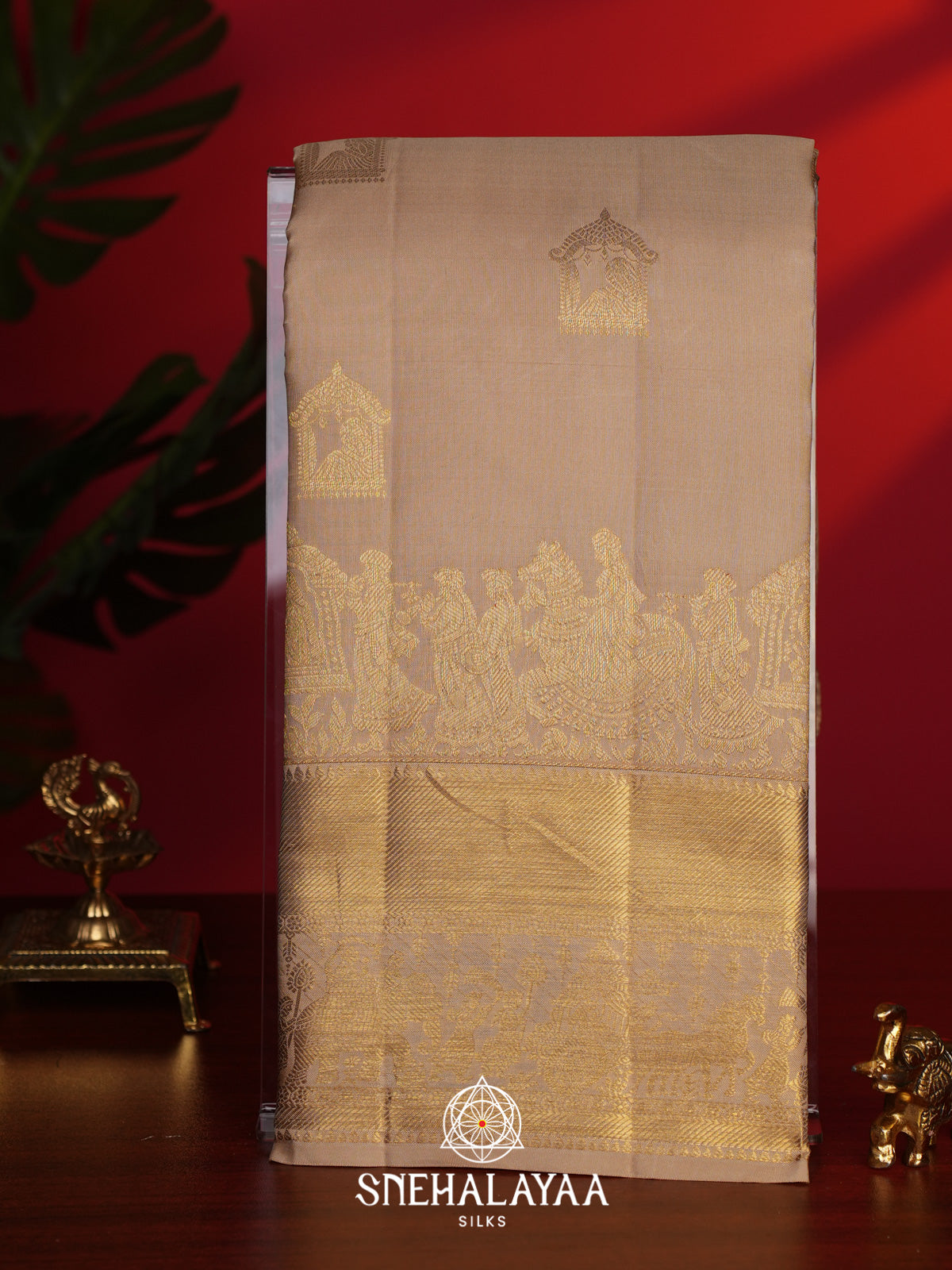 Cream Kanjivaram Silk Saree
