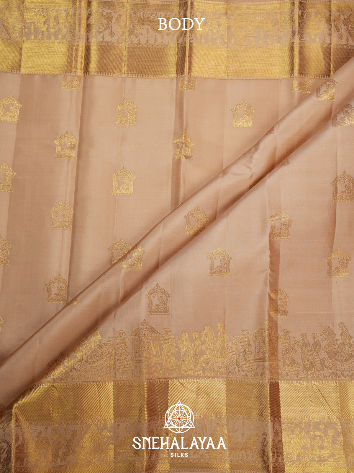 Cream Kanjivaram Silk Saree