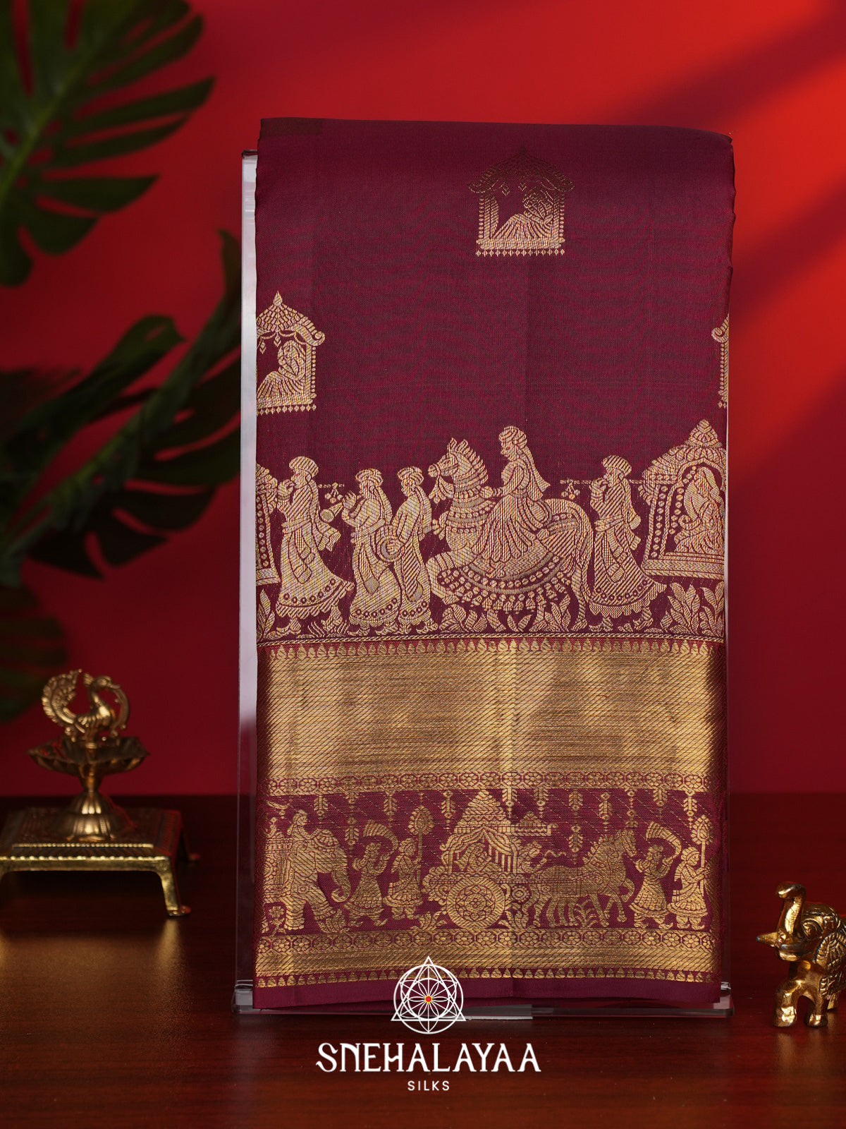Maroon Kanjivaram Silk Saree