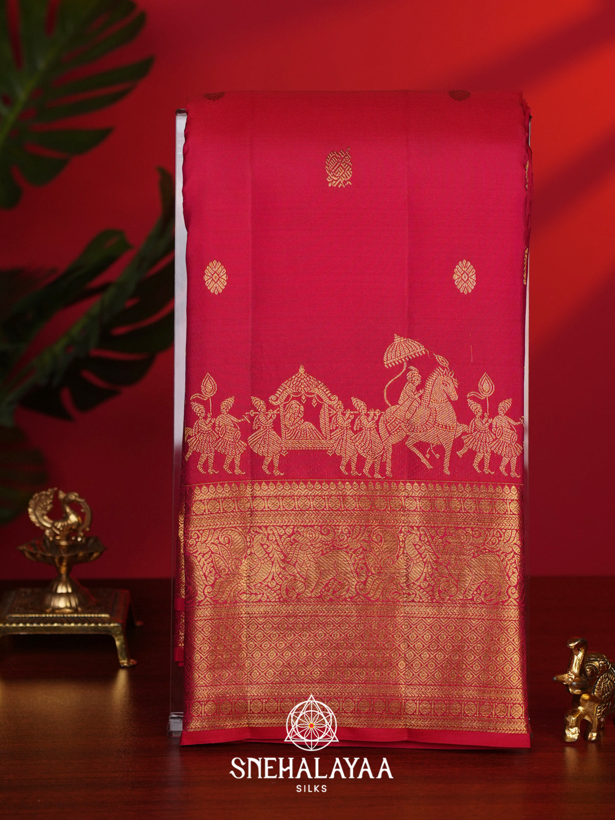 Ruby Red Kanjivaram Silk Saree