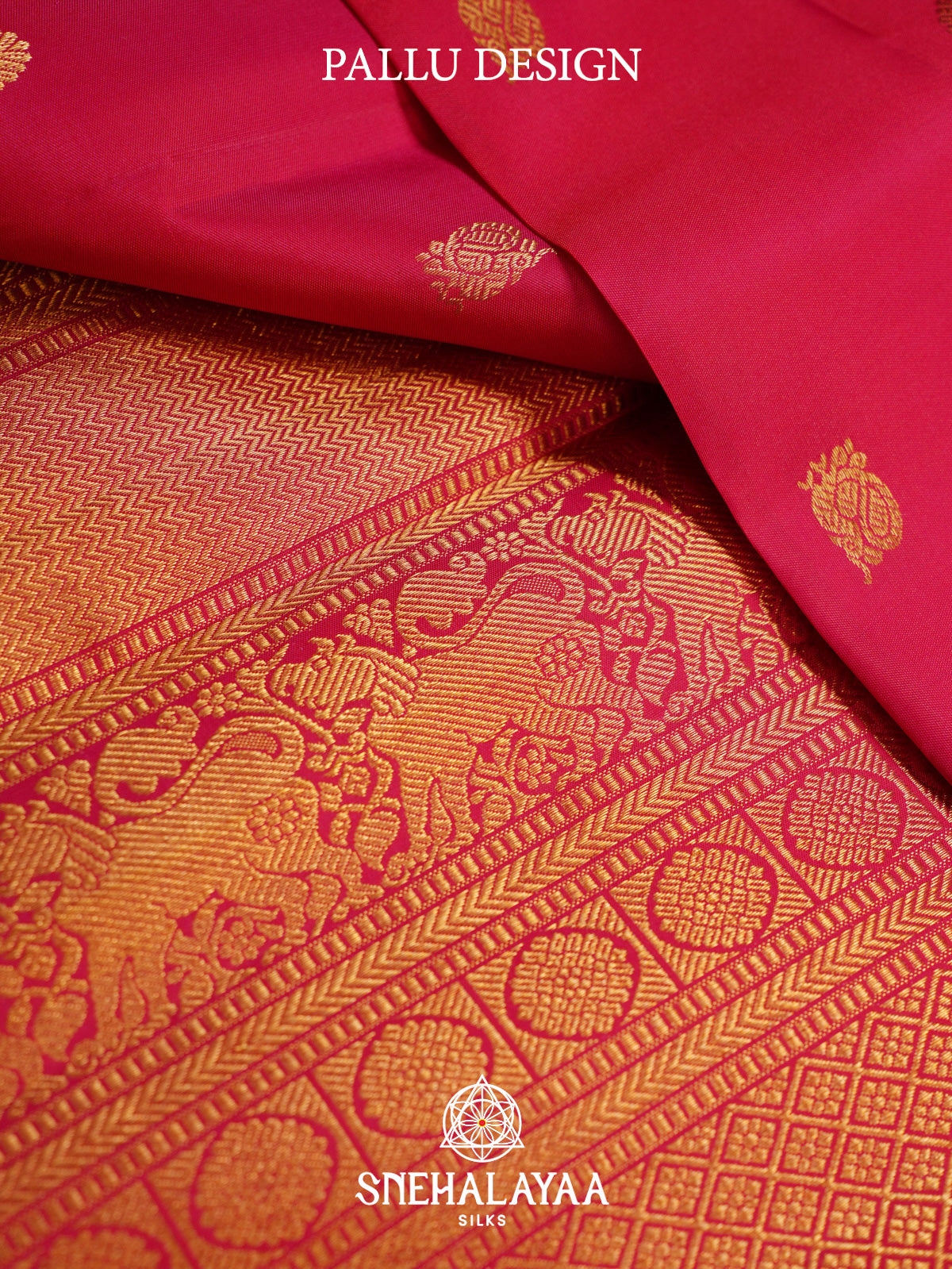 Ruby Red Kanjivaram Silk Saree
