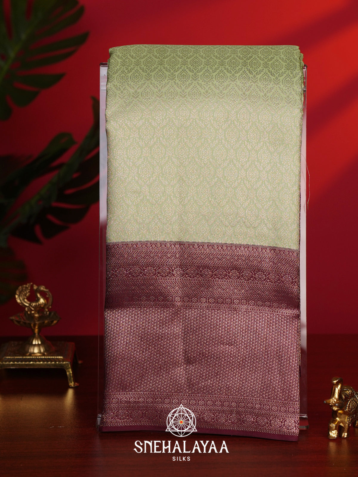 Pista Green Kanjivaram Silk Saree