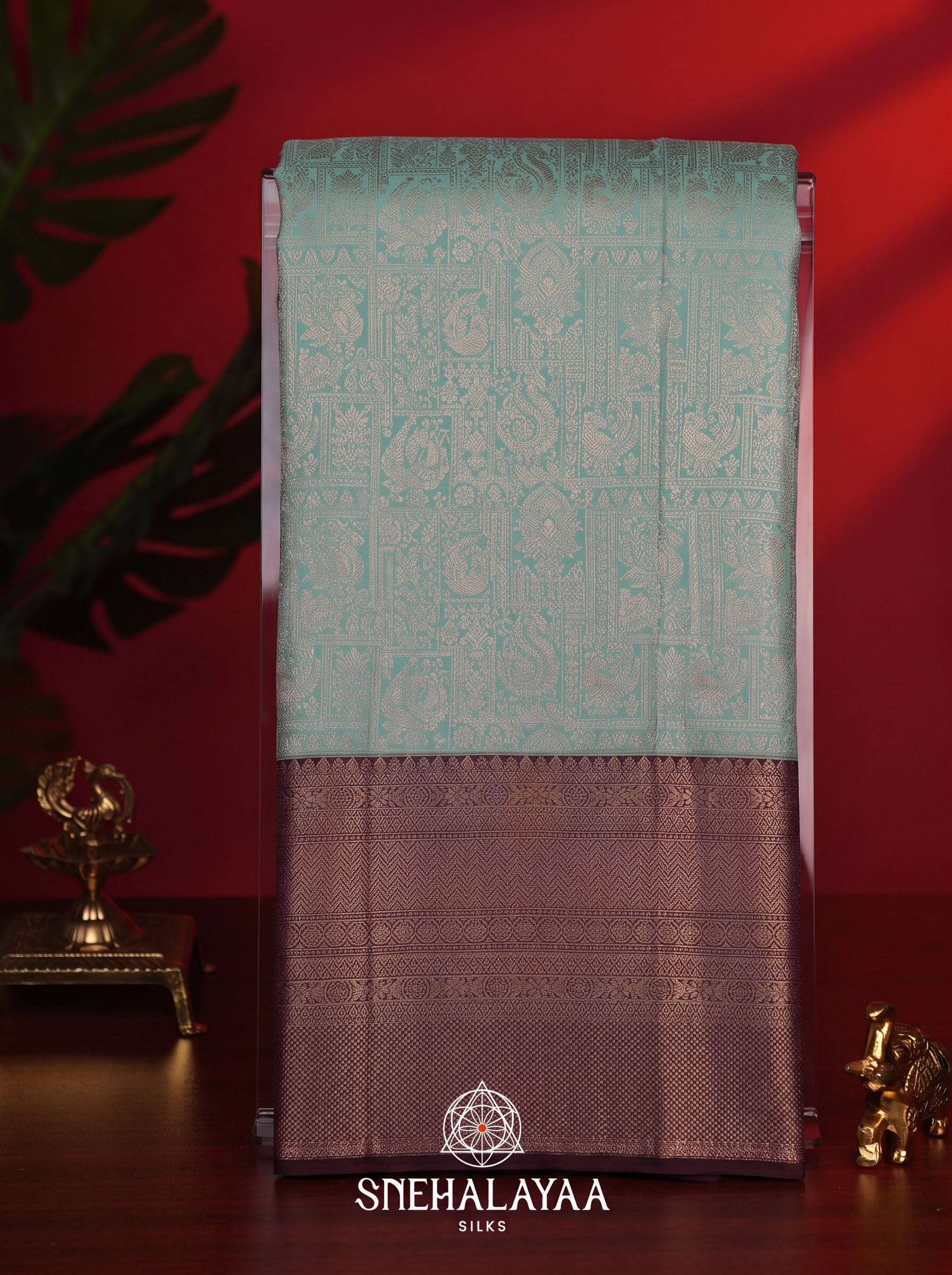 Mint Green Kanjivaram Silk Saree