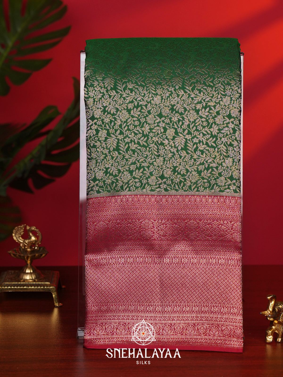 Forest Green Kanjivaram Silk Saree