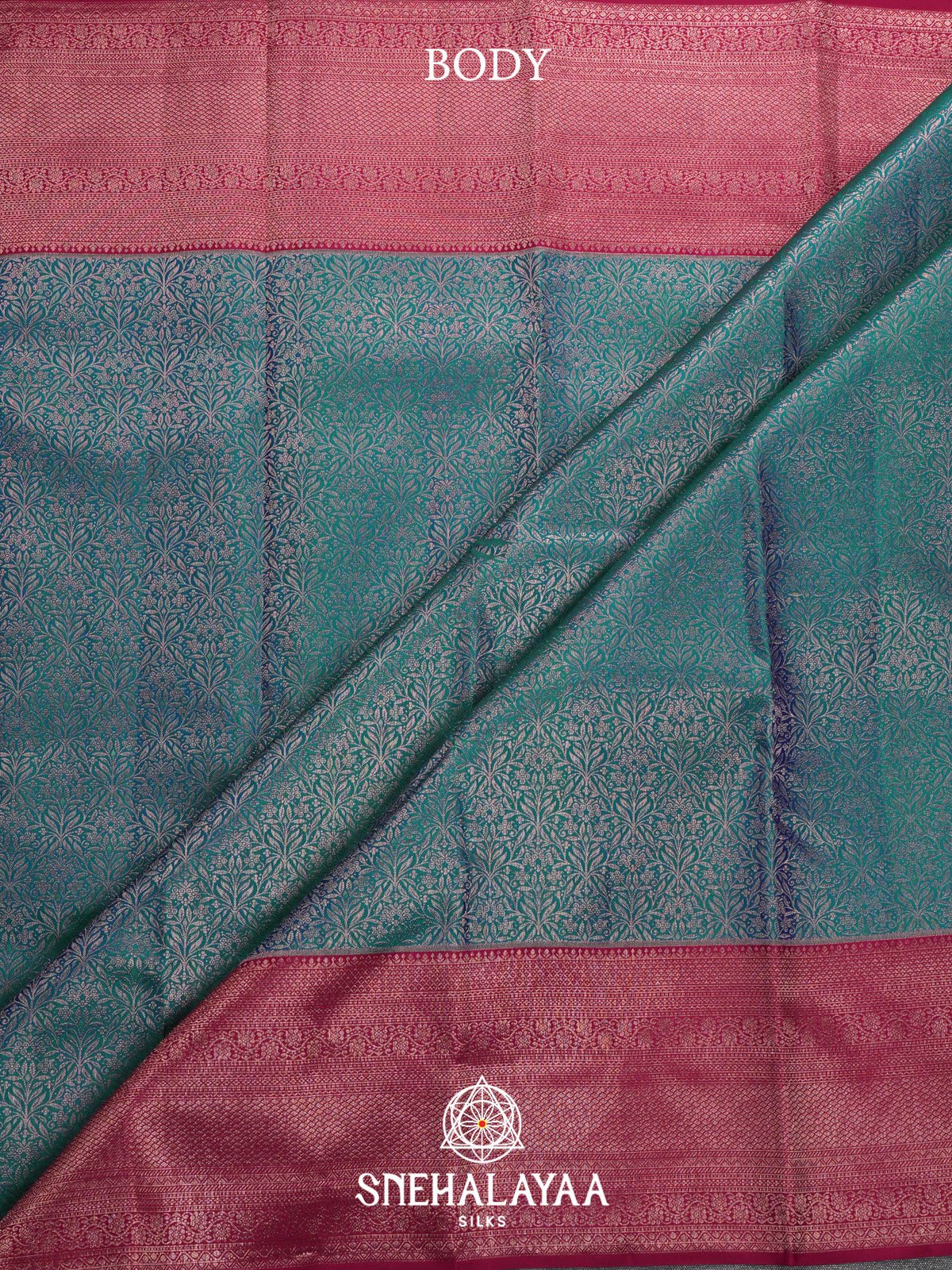 Teal Blue Kanjivaram Silk Saree