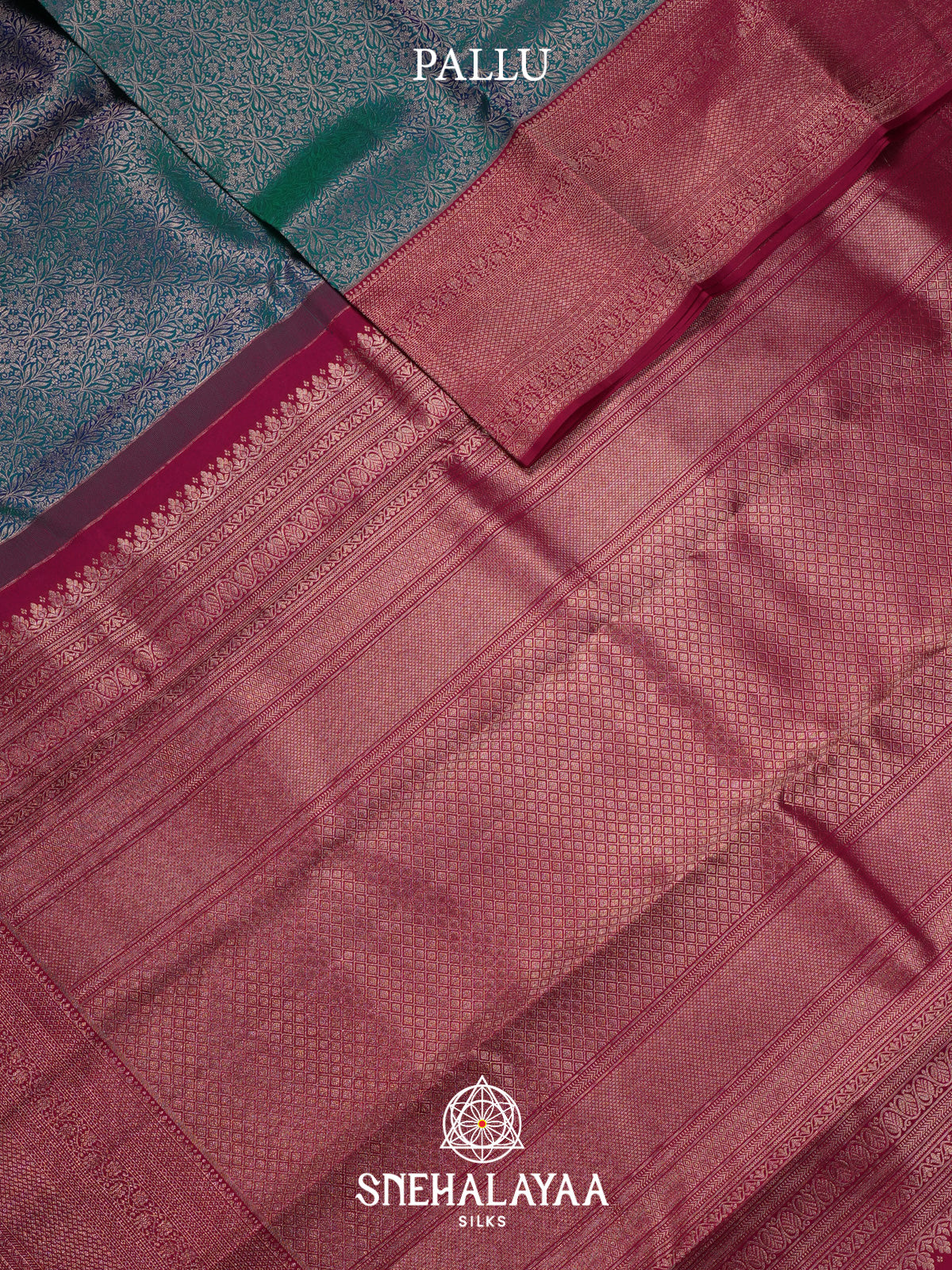 Teal Blue Kanjivaram Silk Saree