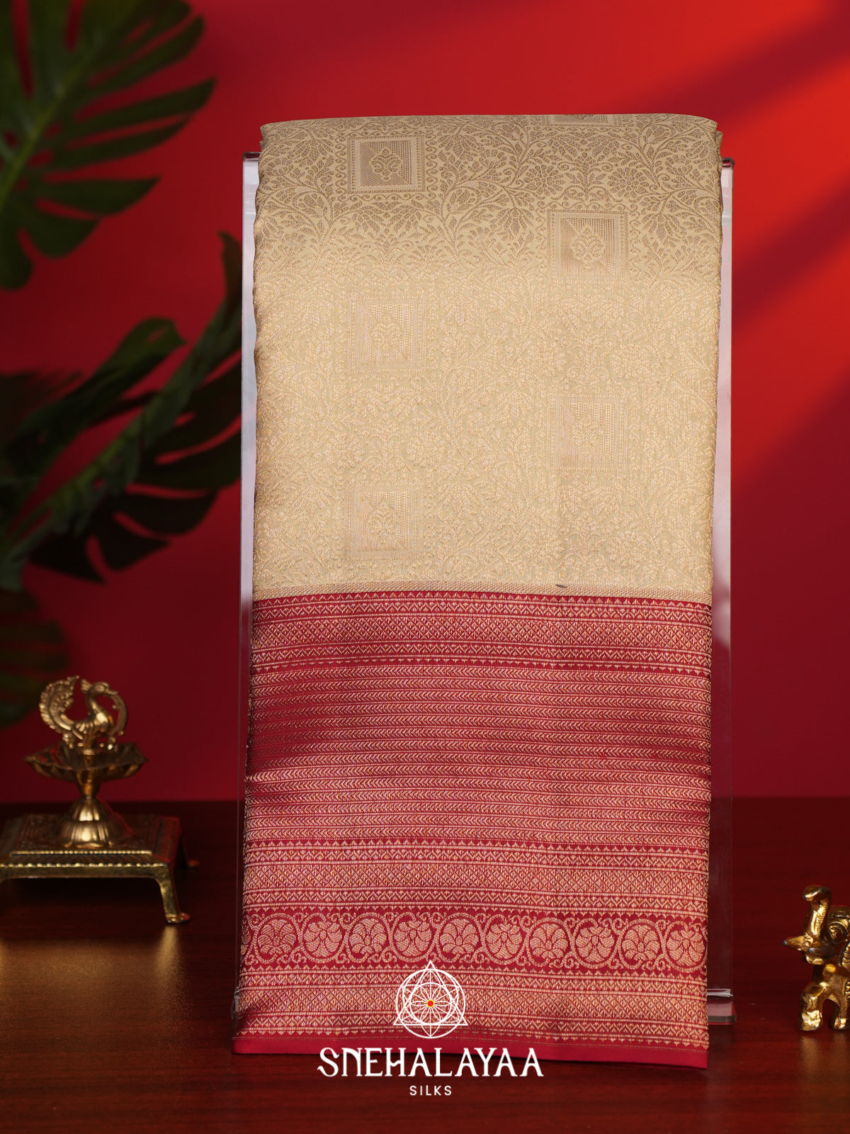 Pale Yellow Kanjivaram Silk Saree