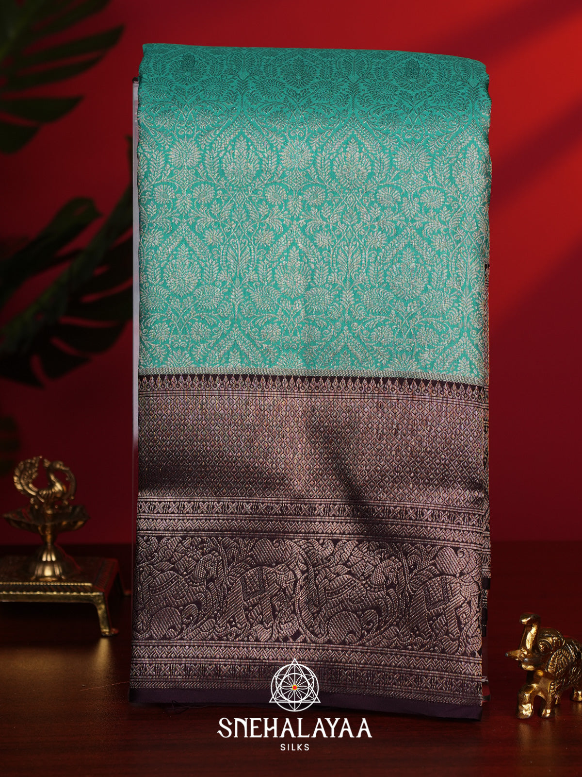 Teal Green Kanjivaram Silk Saree
