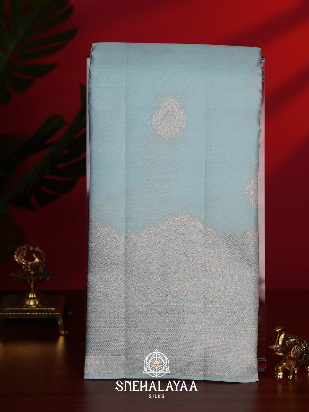Pale Blue Kanjivaram Silk Saree
