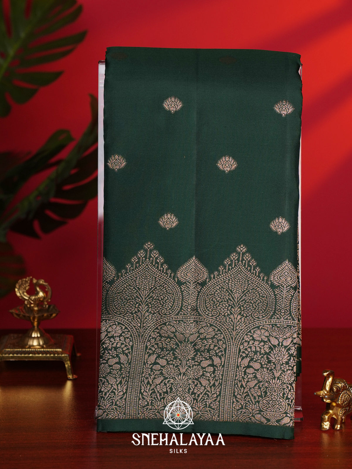 Forest Green Kanjivaram Silk Saree