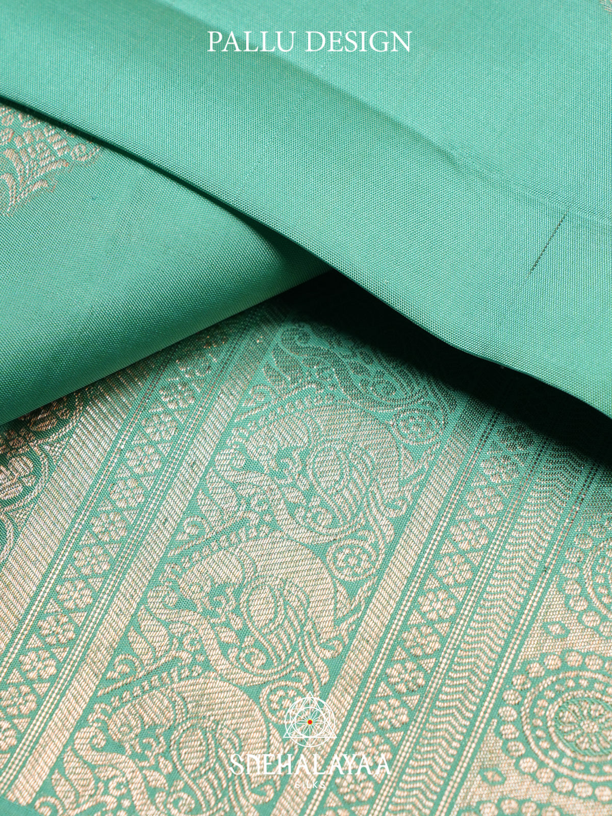 Mint Green Kanjivaram Silk Saree