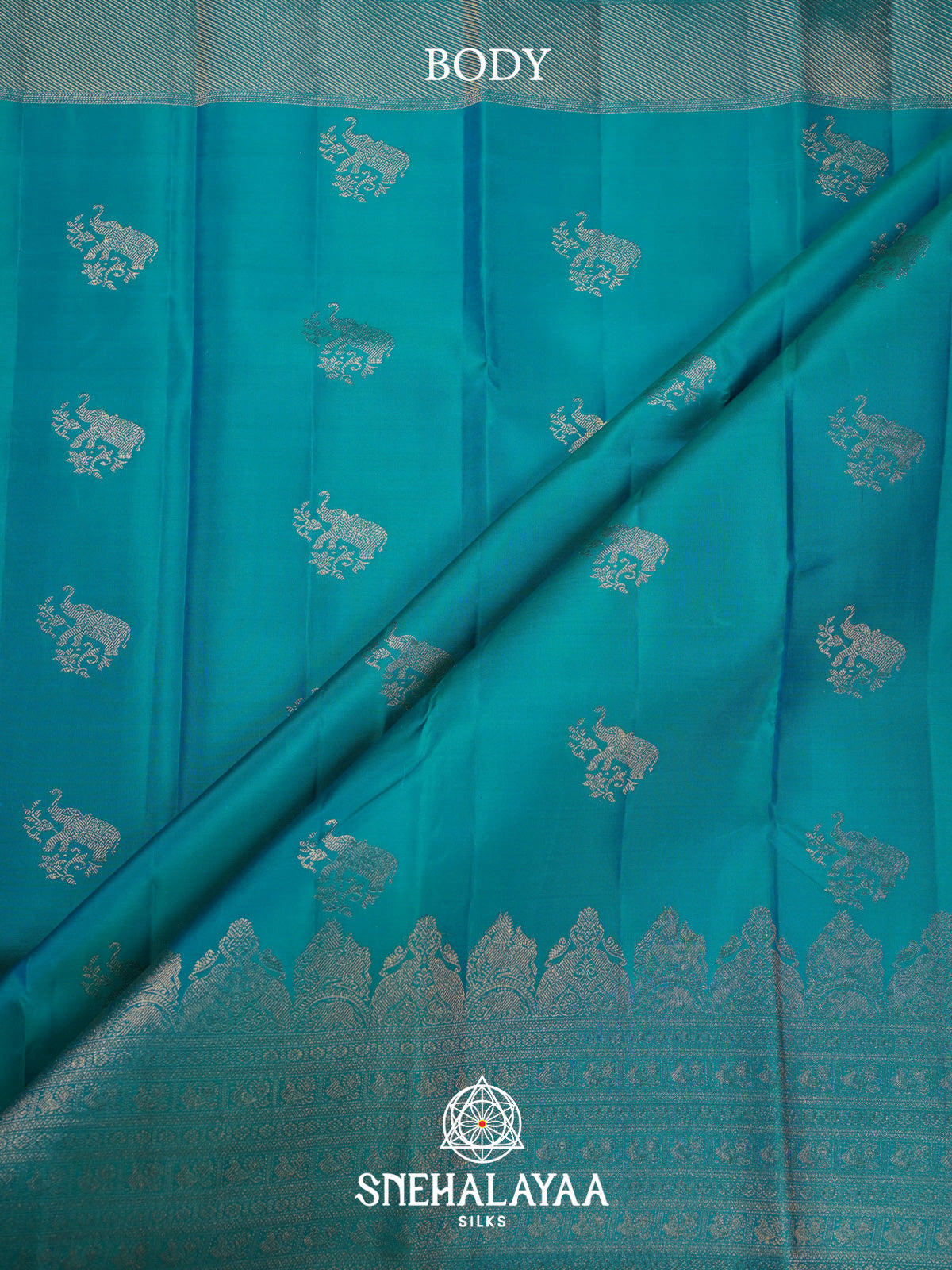 Peacock Blue Kanjivaram Silk Saree