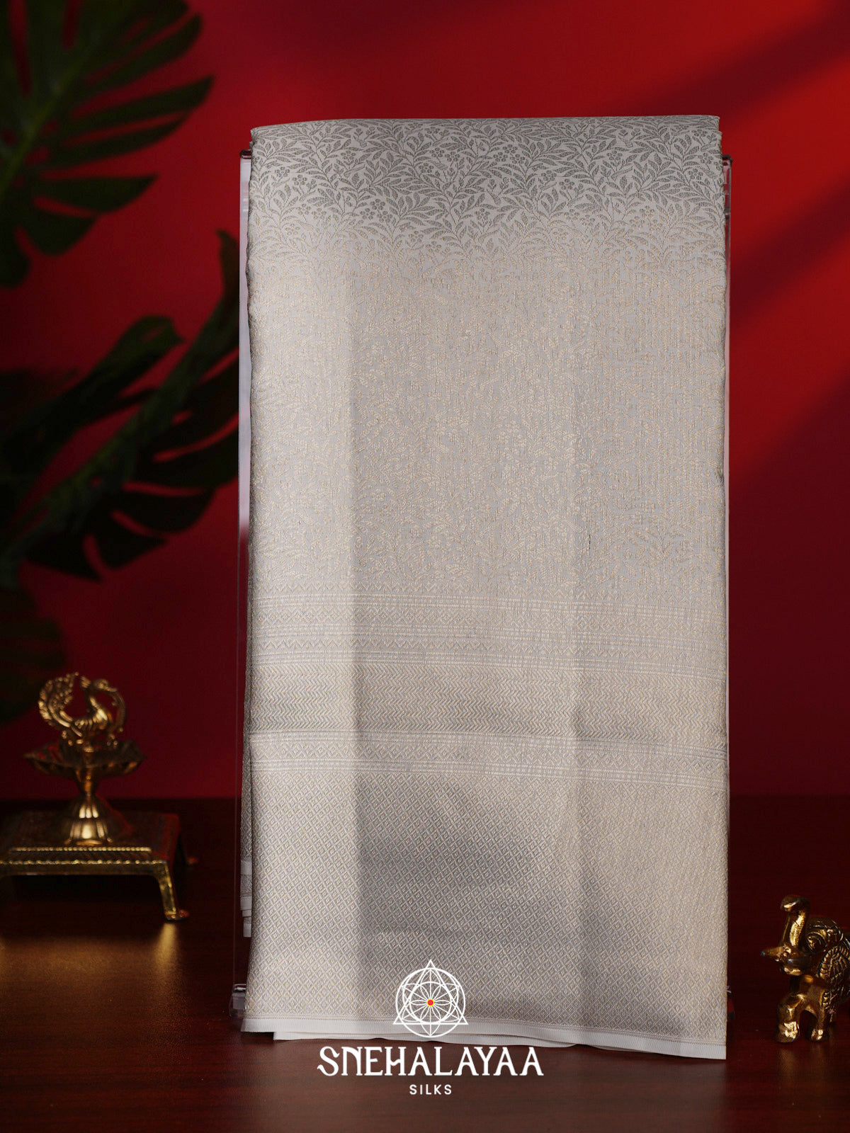 White Kanjivaram Silk Saree