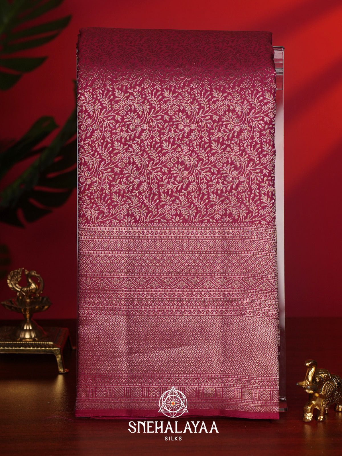 Ruby Red Kanjivaram Silk Saree