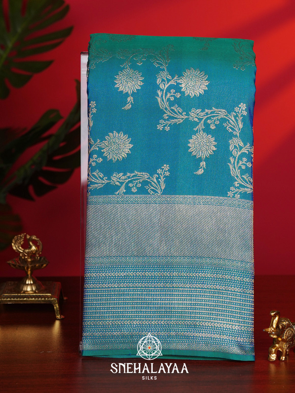 Peacock Blue Kanjivaram Silk Saree