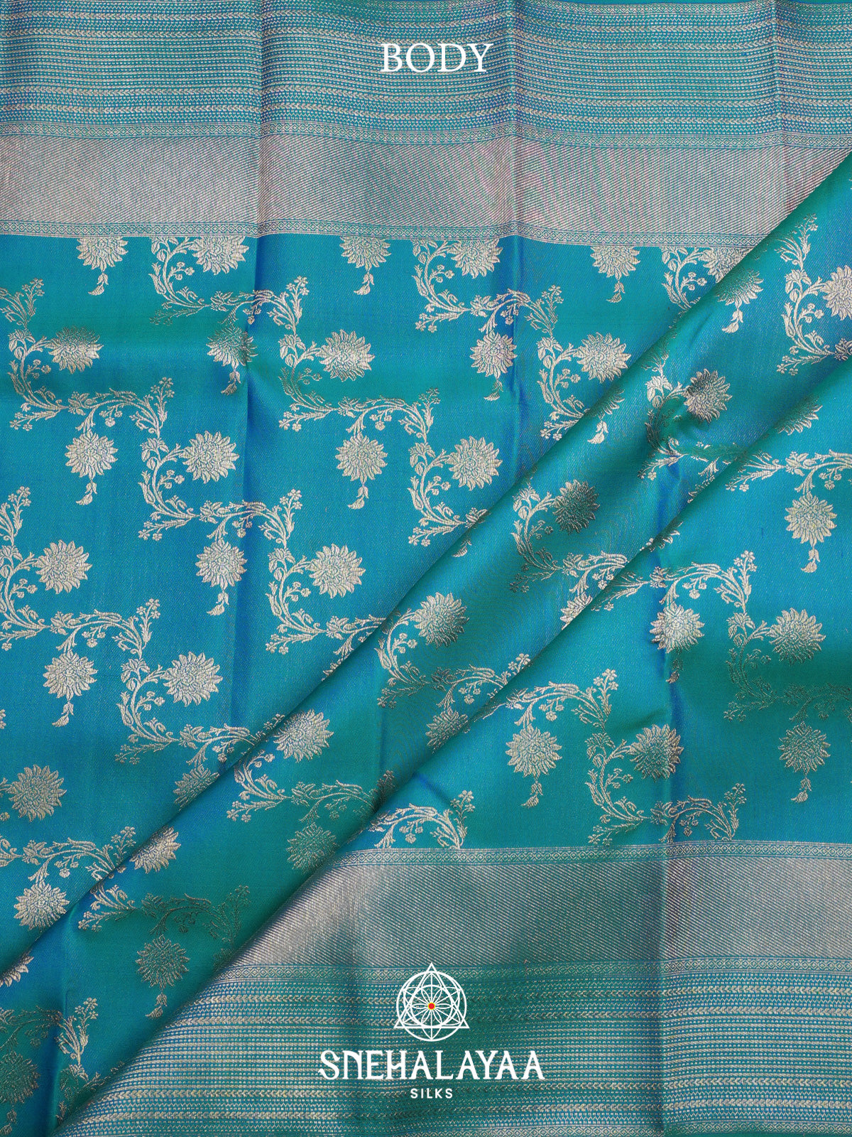 Peacock Blue Kanjivaram Silk Saree