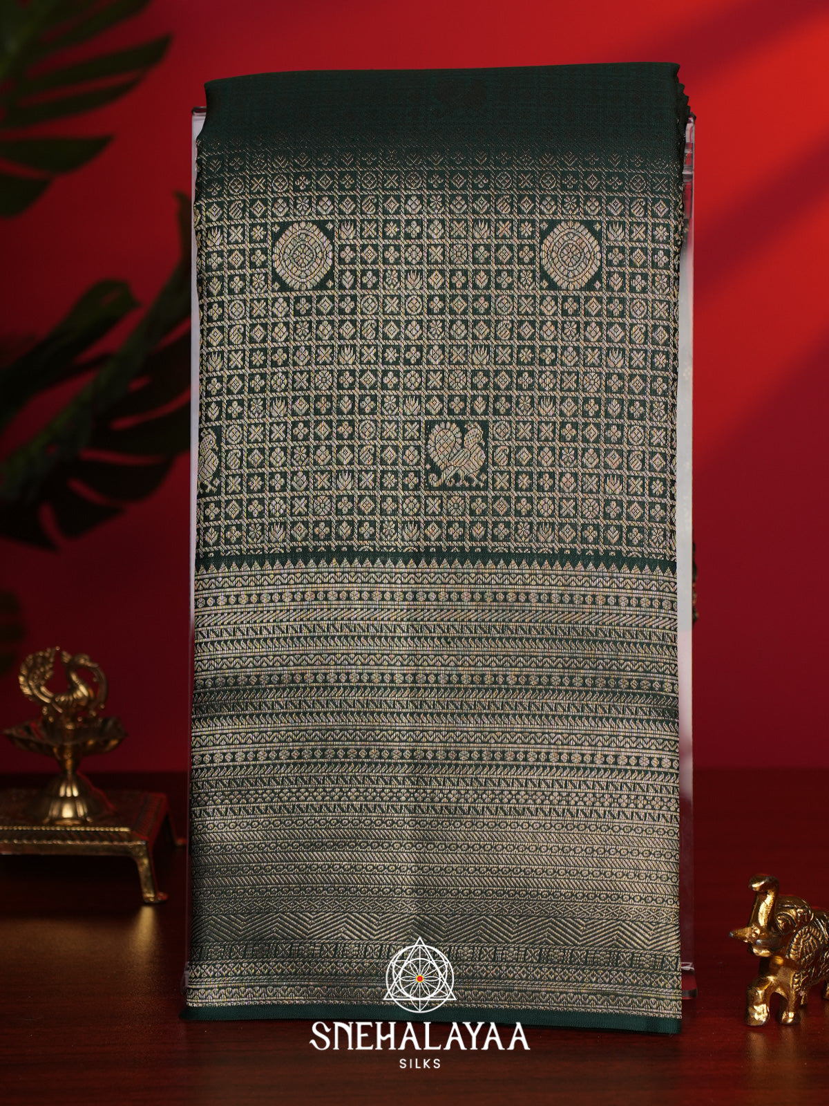 Forest Green Kanjivaram Silk Saree