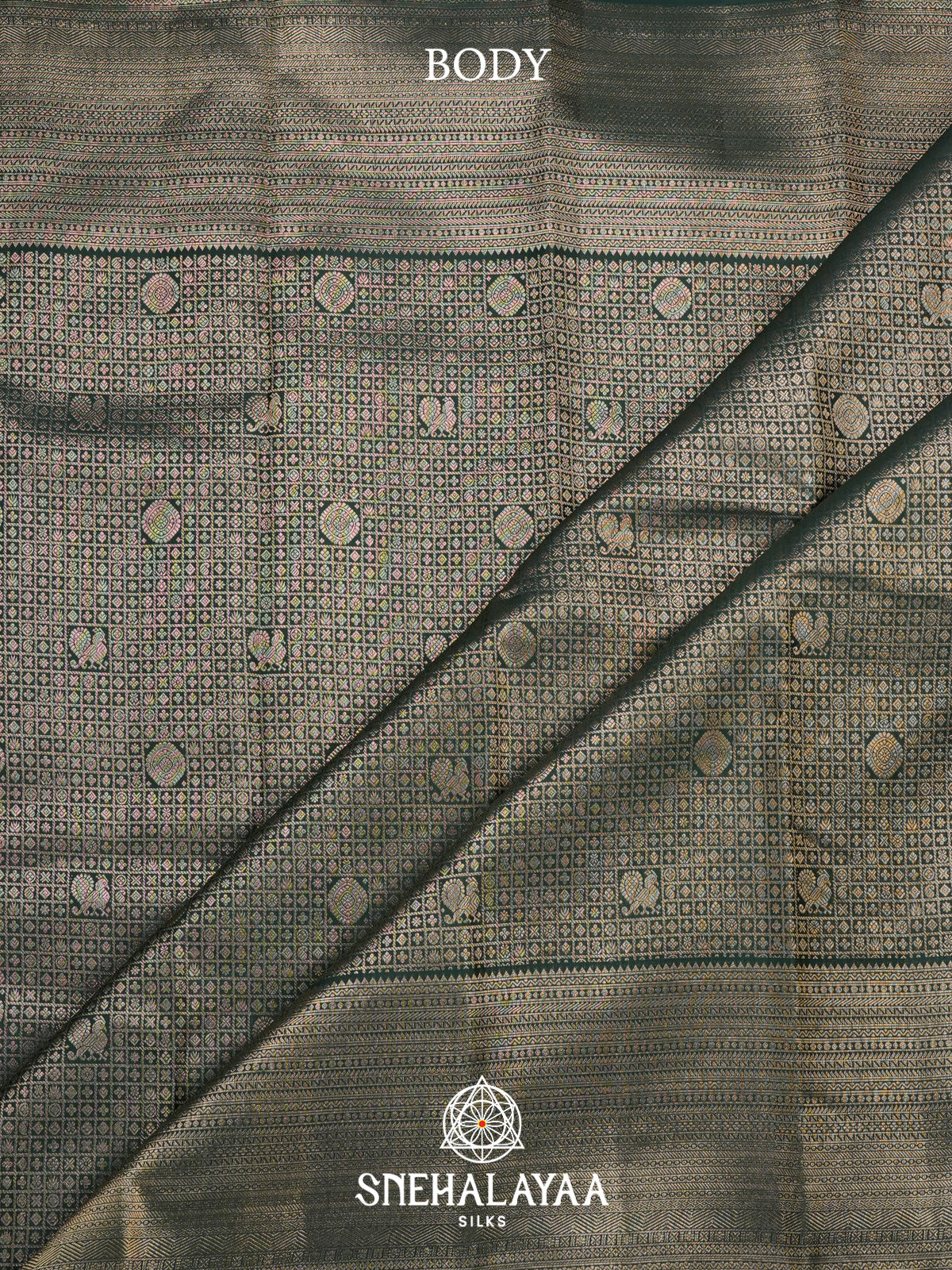 Forest Green Kanjivaram Silk Saree