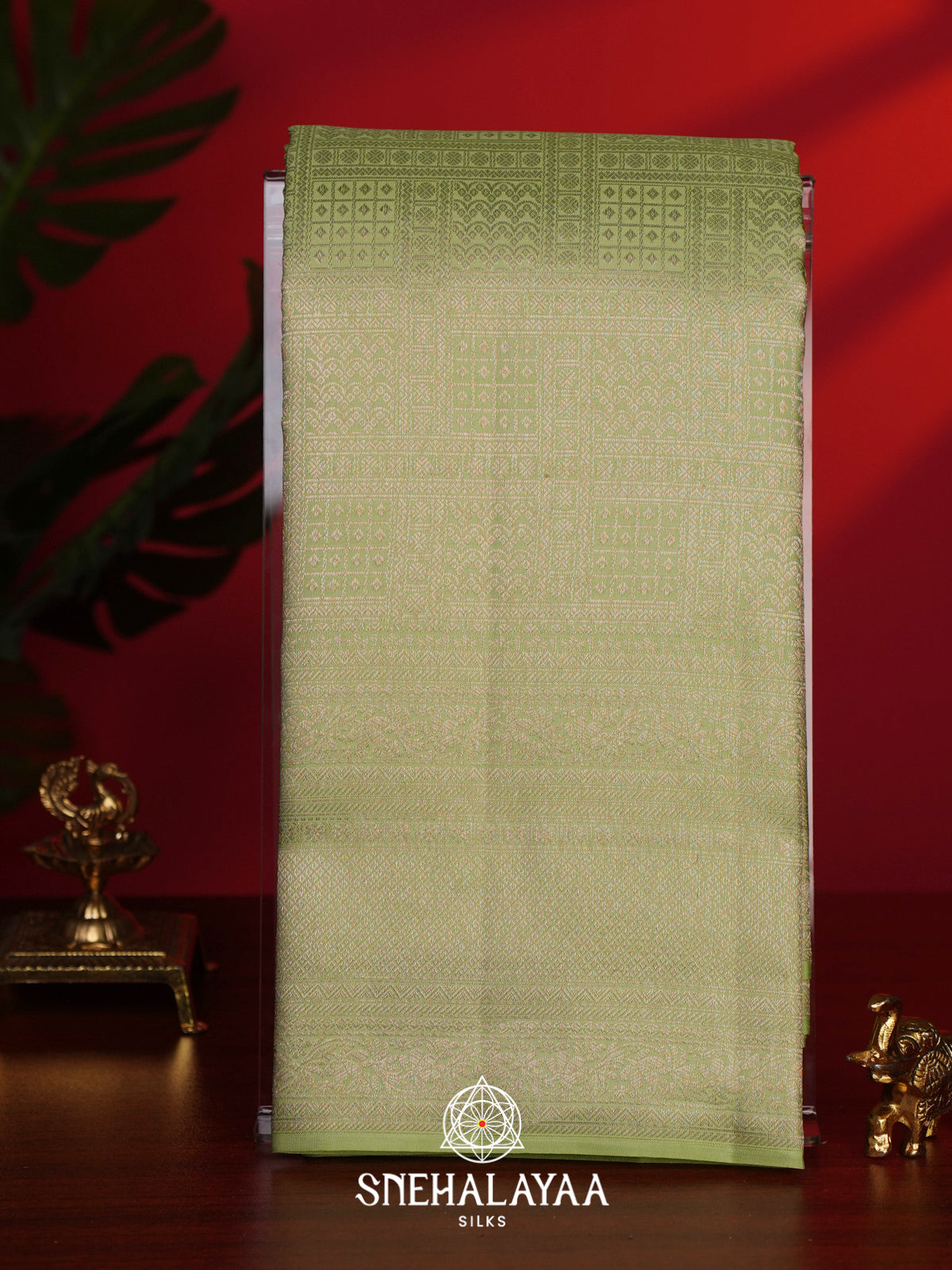 Pista Green Kanjivaram Silk Saree