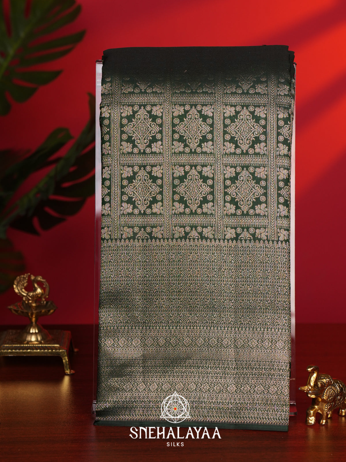 Forest Green Kanjivaram Silk Saree