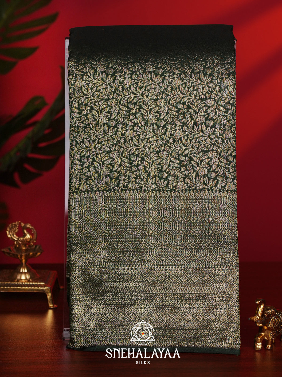 Forest Green Kanjivaram Silk Saree