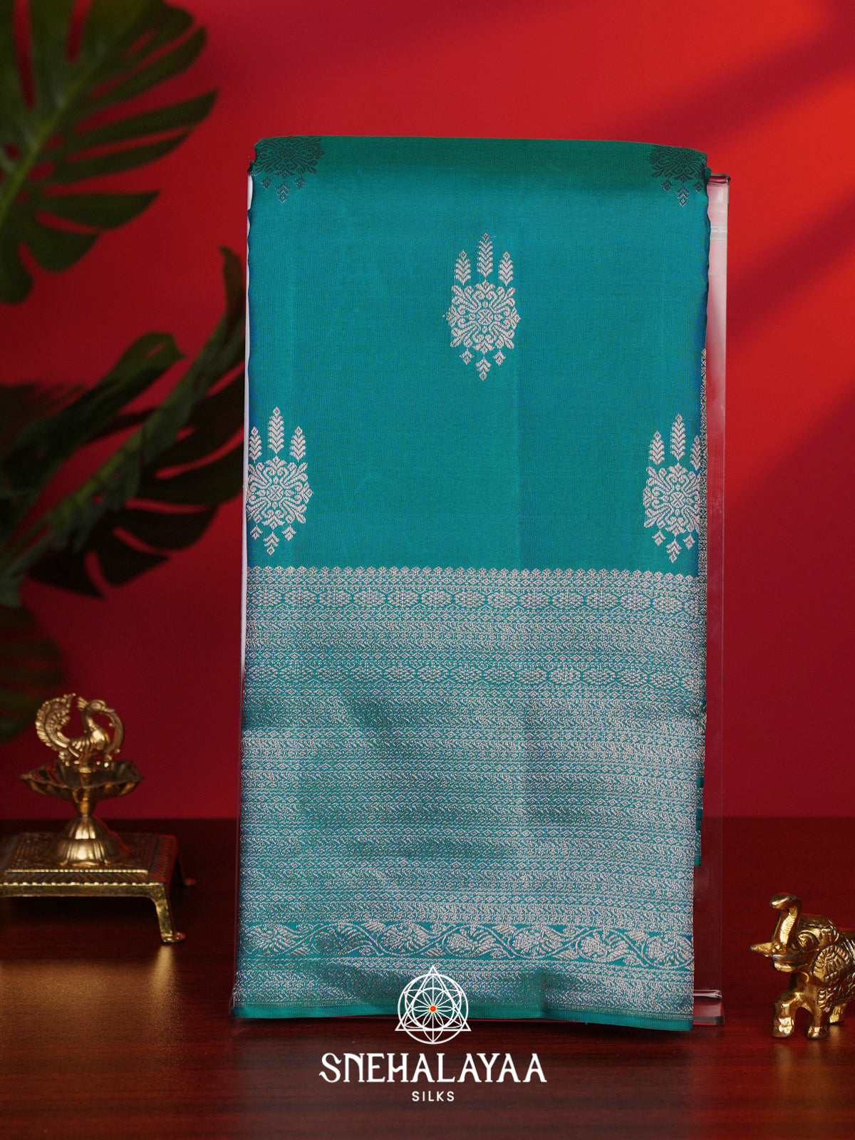 Peacock Blue Kanjivaram Silk Saree