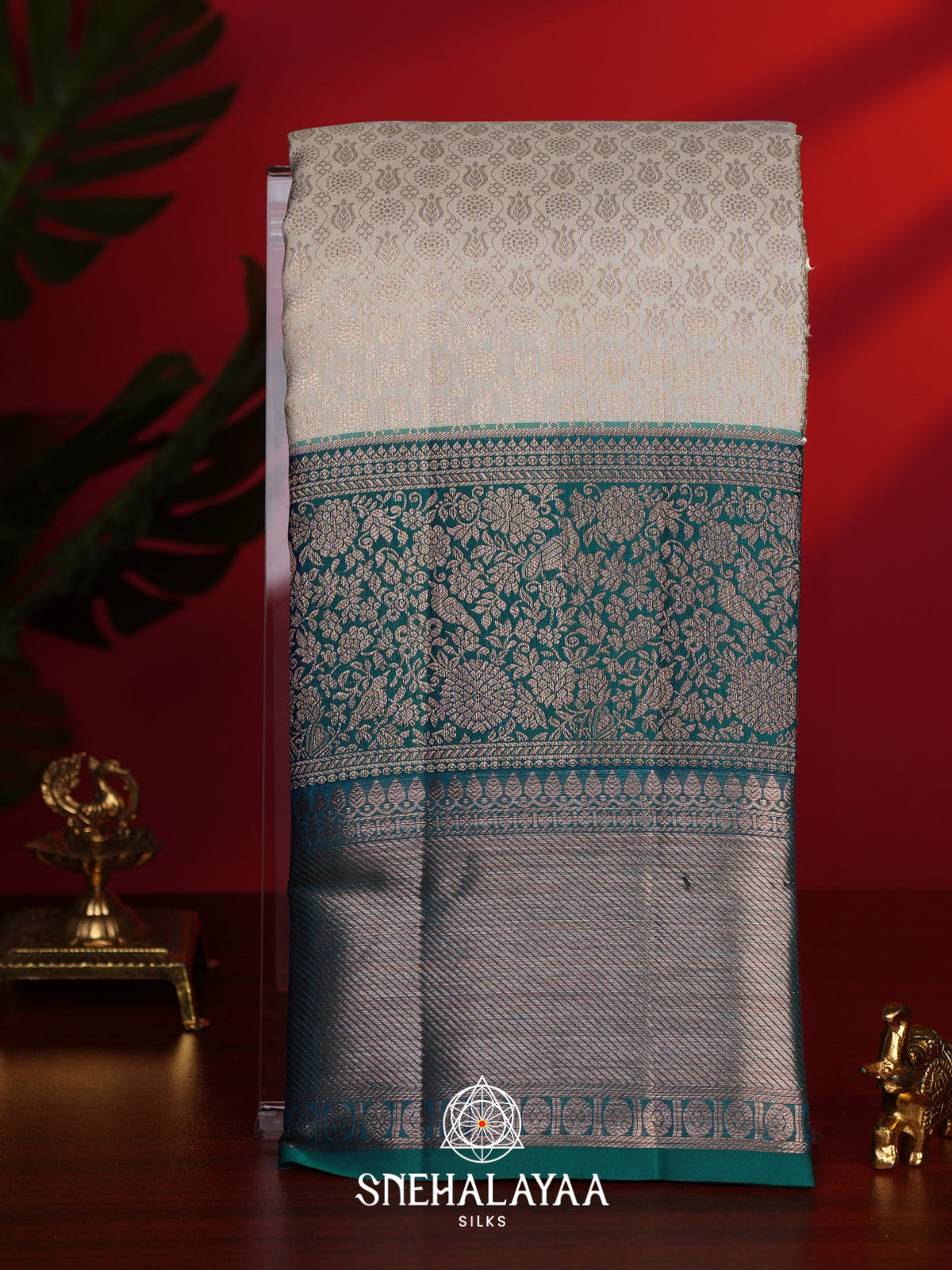 Beige Kanjivaram Silk Saree